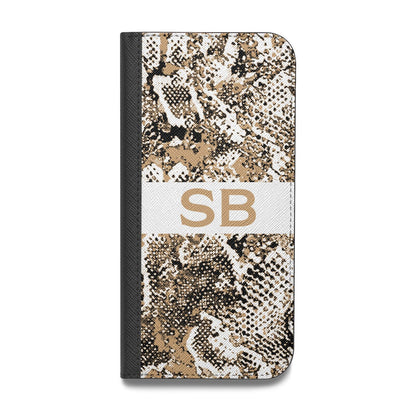 Custom Tan Snakeskin Vegan Leather Flip iPhone Case