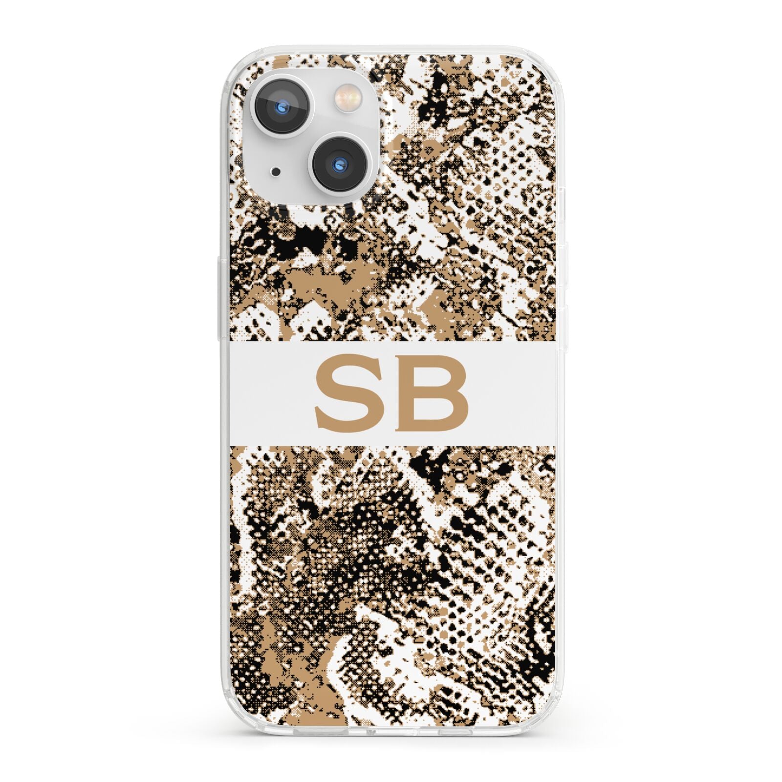 Custom Tan Snakeskin iPhone 13 Clear Bumper Case