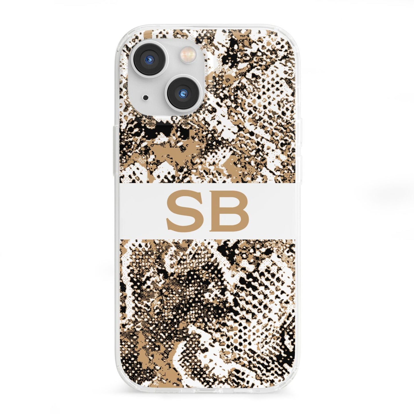 Custom Tan Snakeskin iPhone 13 Mini Clear Bumper Case