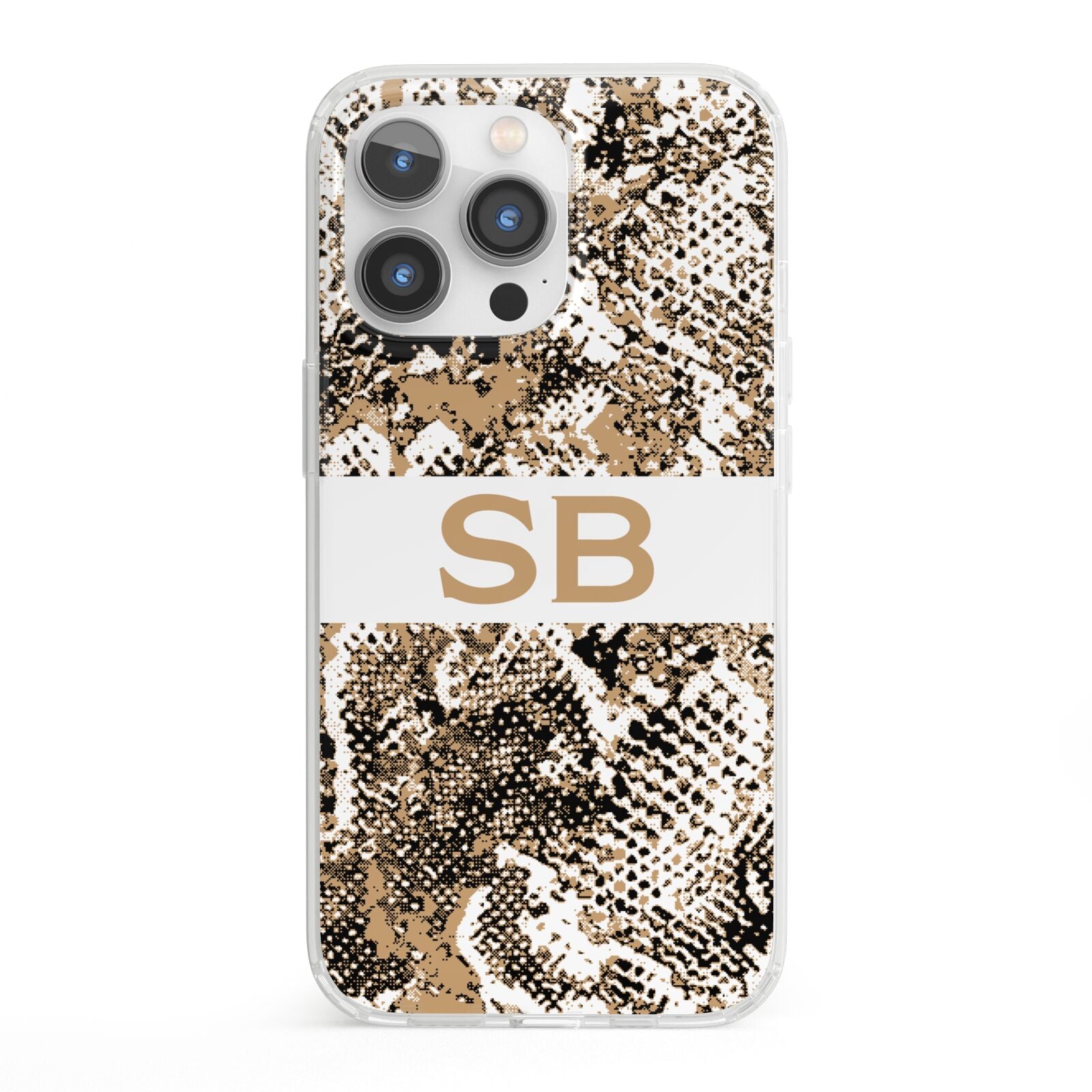 Custom Tan Snakeskin iPhone 13 Pro Clear Bumper Case