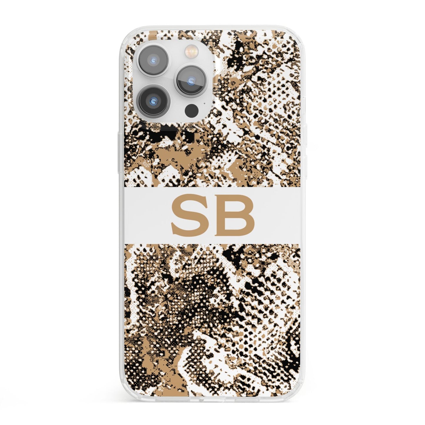 Custom Tan Snakeskin iPhone 13 Pro Max Clear Bumper Case