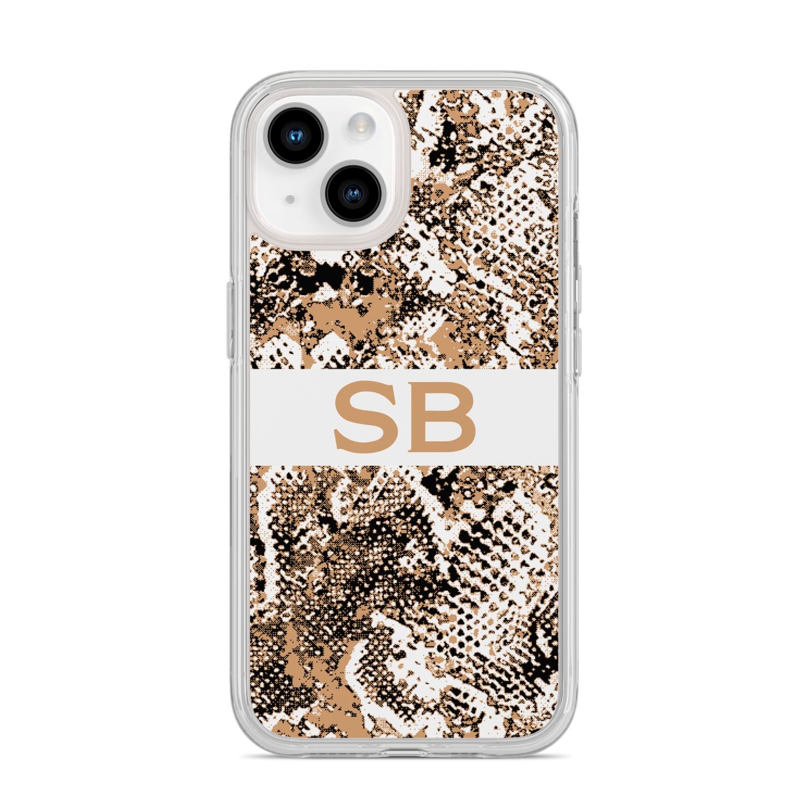 Custom Tan Snakeskin iPhone 14 Clear Tough Case Starlight