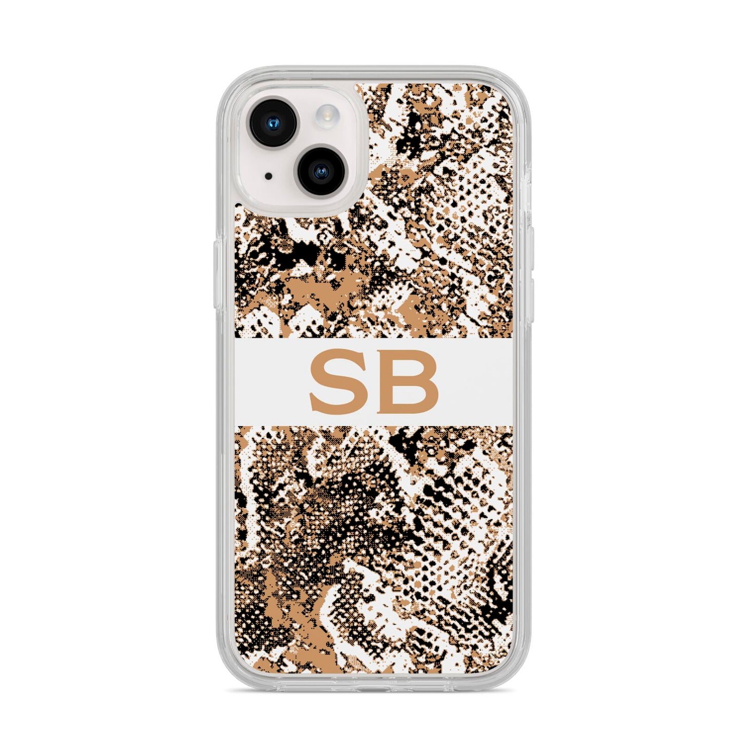 Custom Tan Snakeskin iPhone 14 Plus Clear Tough Case Starlight