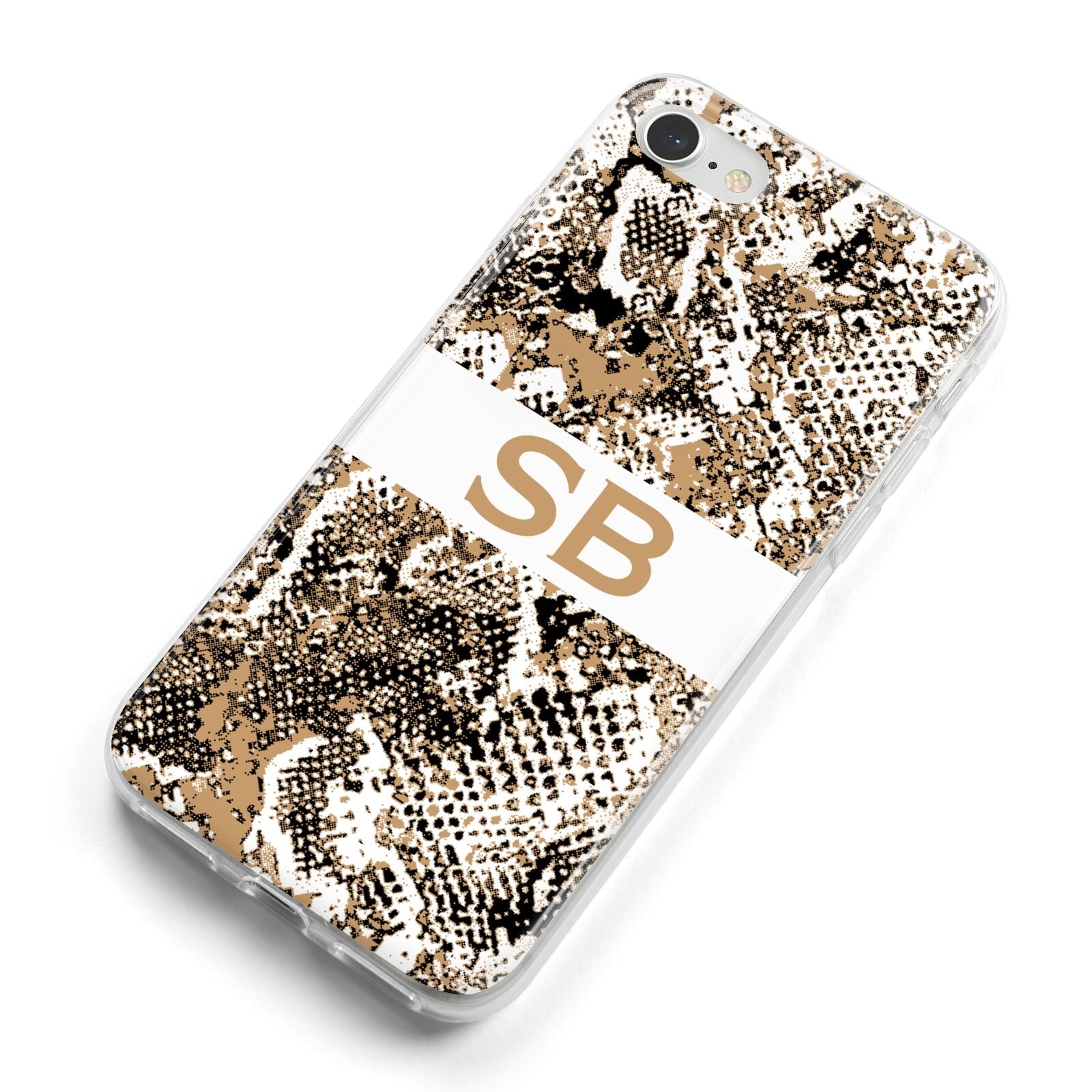 Custom Tan Snakeskin iPhone 8 Bumper Case on Silver iPhone Alternative Image