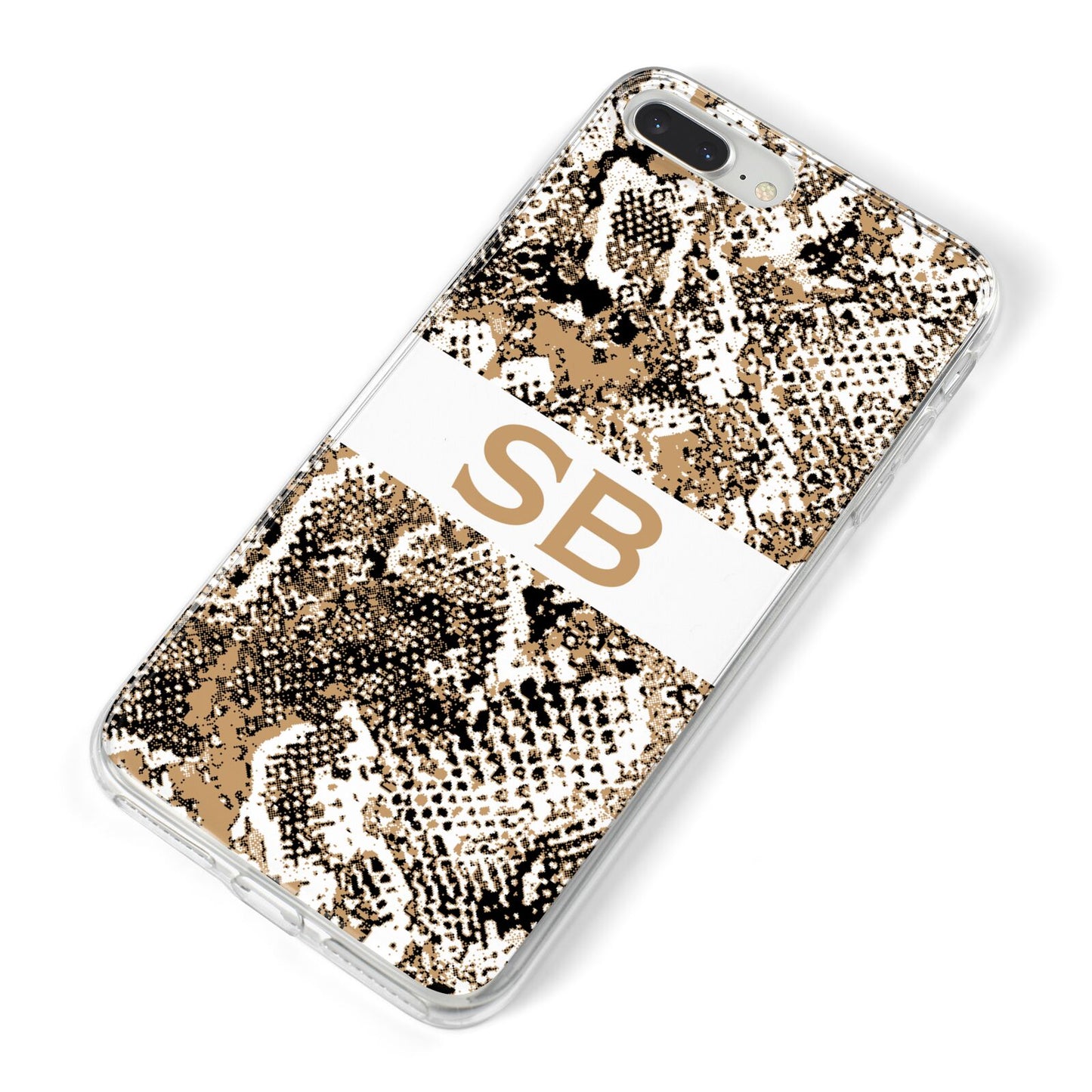 Custom Tan Snakeskin iPhone 8 Plus Bumper Case on Silver iPhone Alternative Image