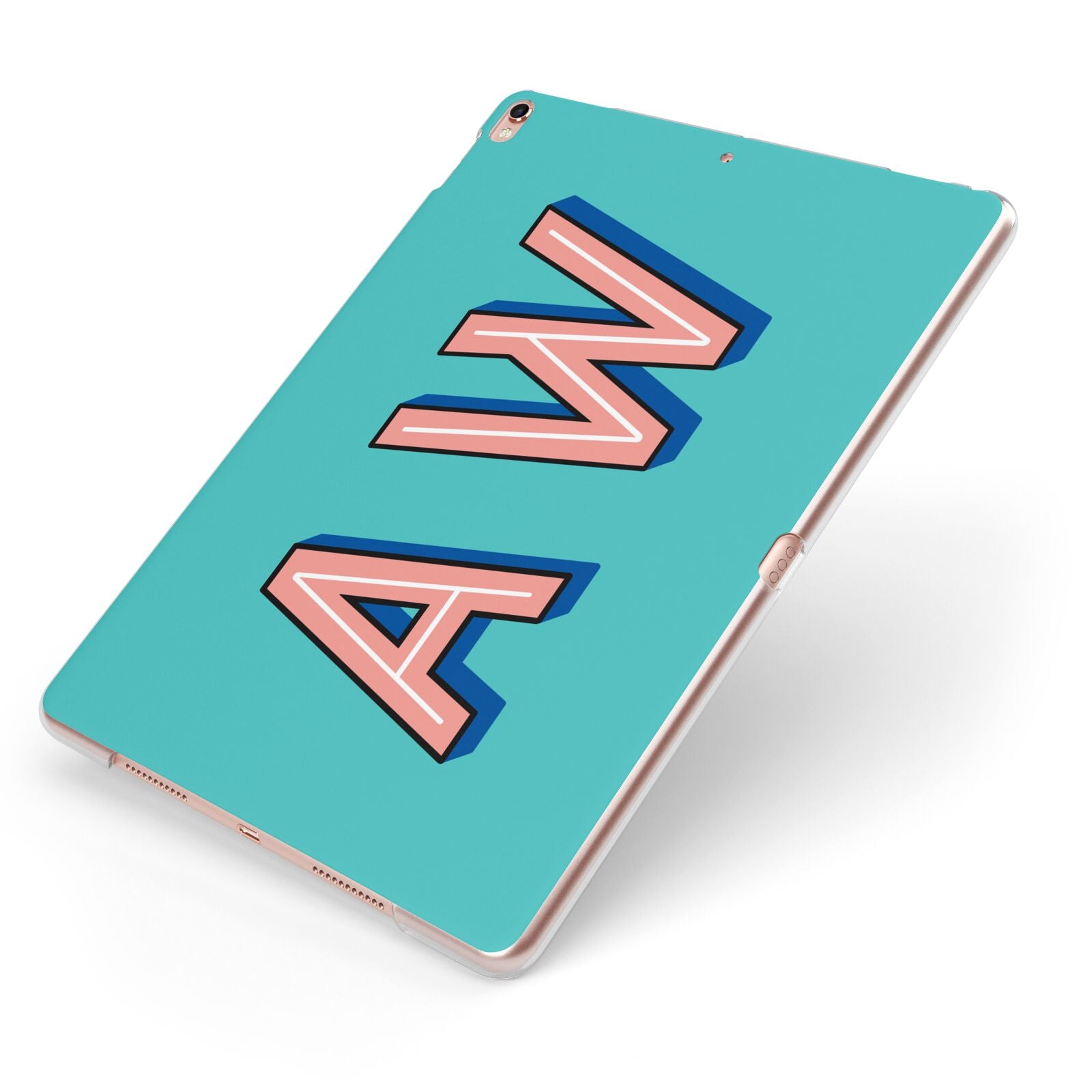 Custom Text Apple iPad Case on Rose Gold iPad Side View