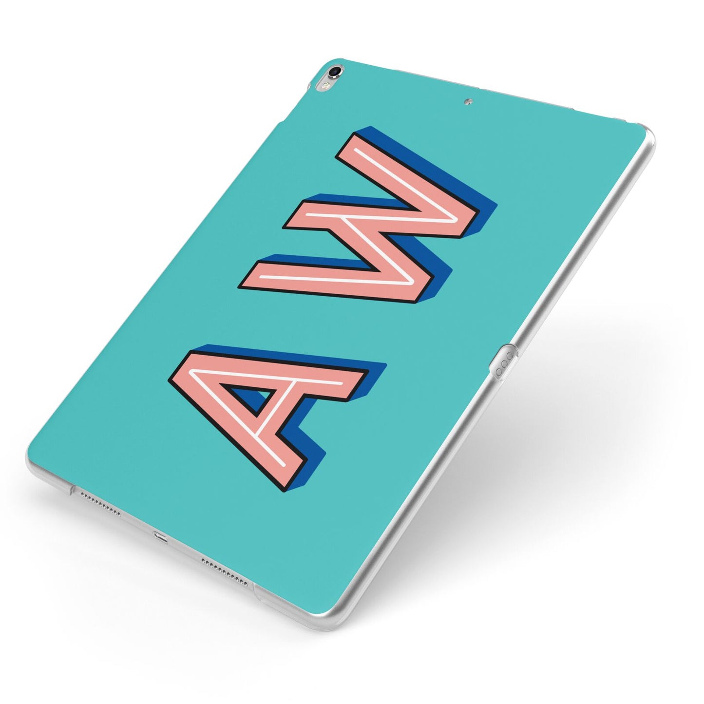 Custom Text Apple iPad Case on Silver iPad Side View