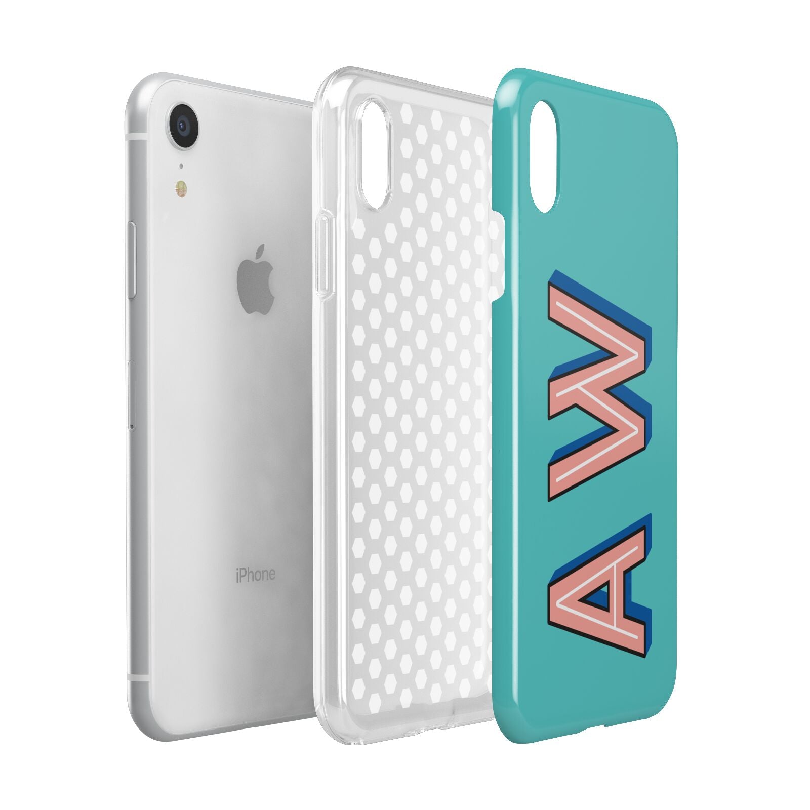 Custom Text Apple iPhone XR White 3D Tough Case Expanded view