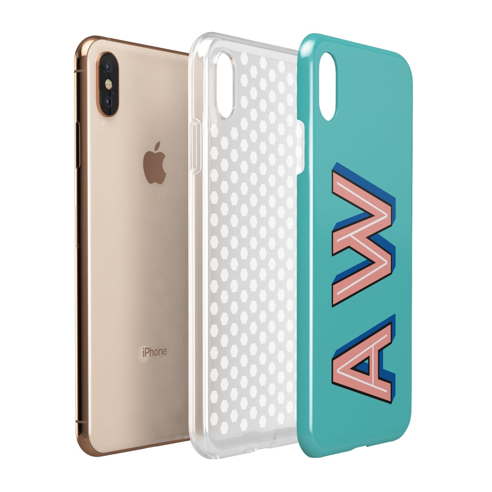 Custom Text Apple iPhone Xs Max 3D Tough Case Expanded View