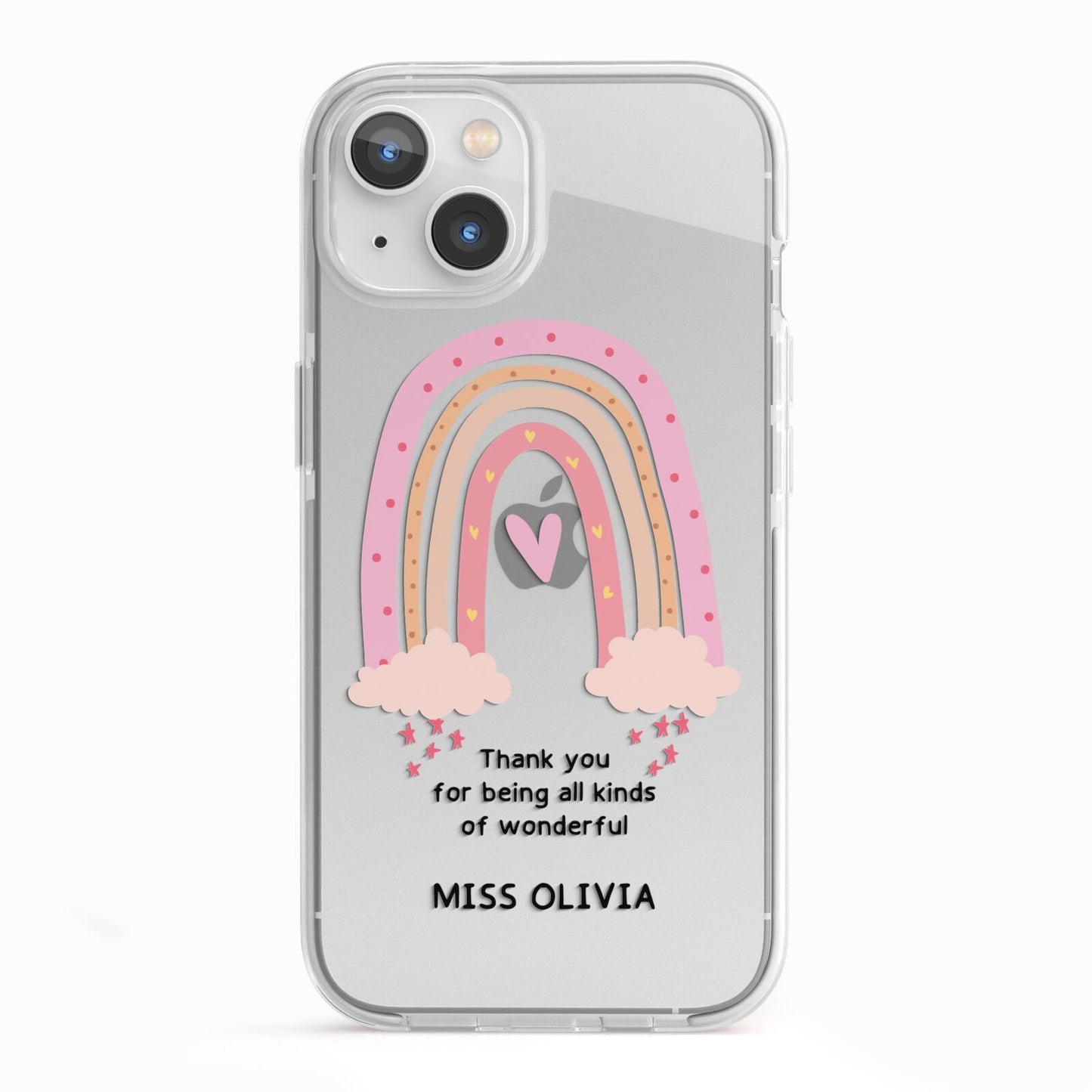 Custom Thank You Teacher iPhone 13 TPU Impact Case with White Edges