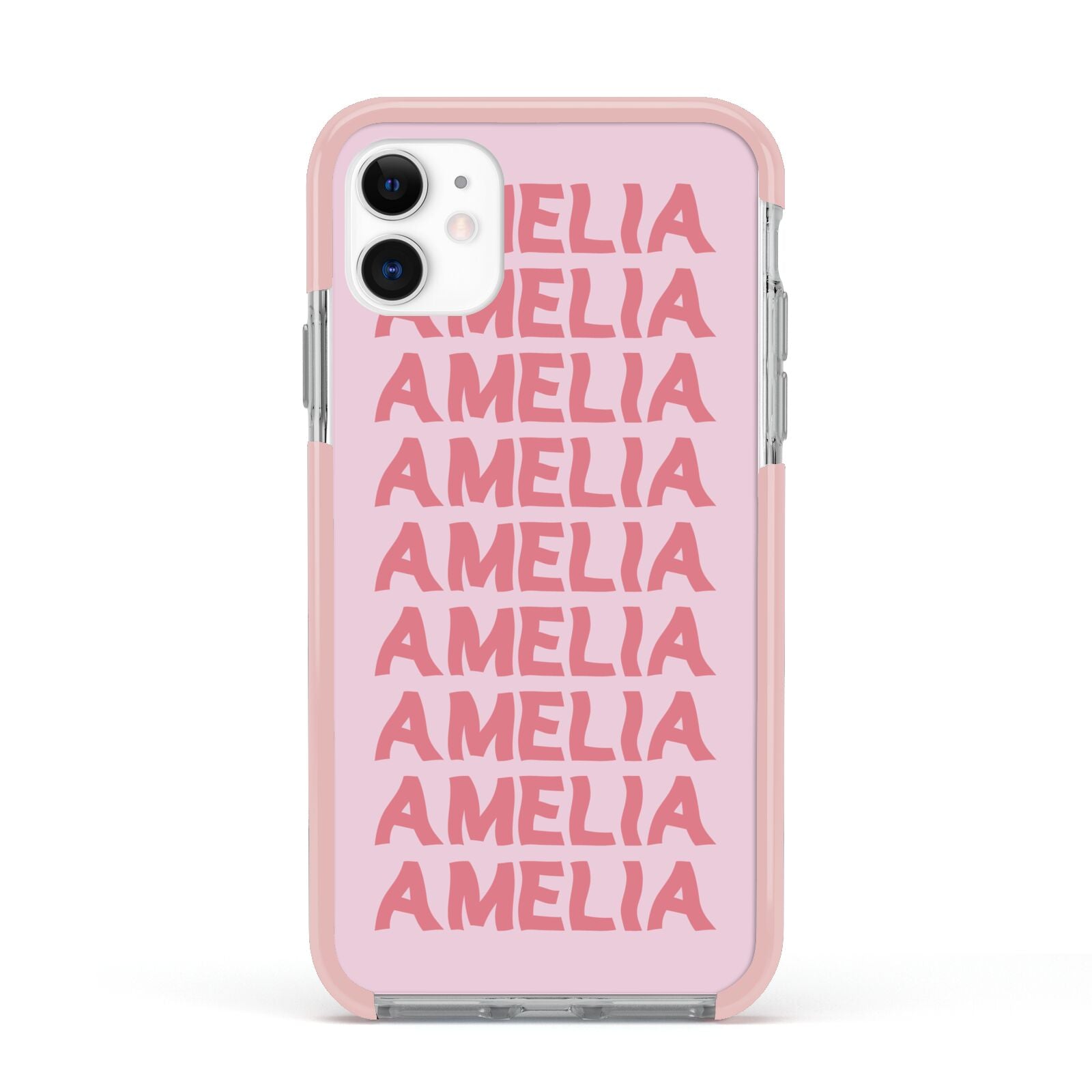 Custom Trippy Name Apple iPhone 11 in White with Pink Impact Case