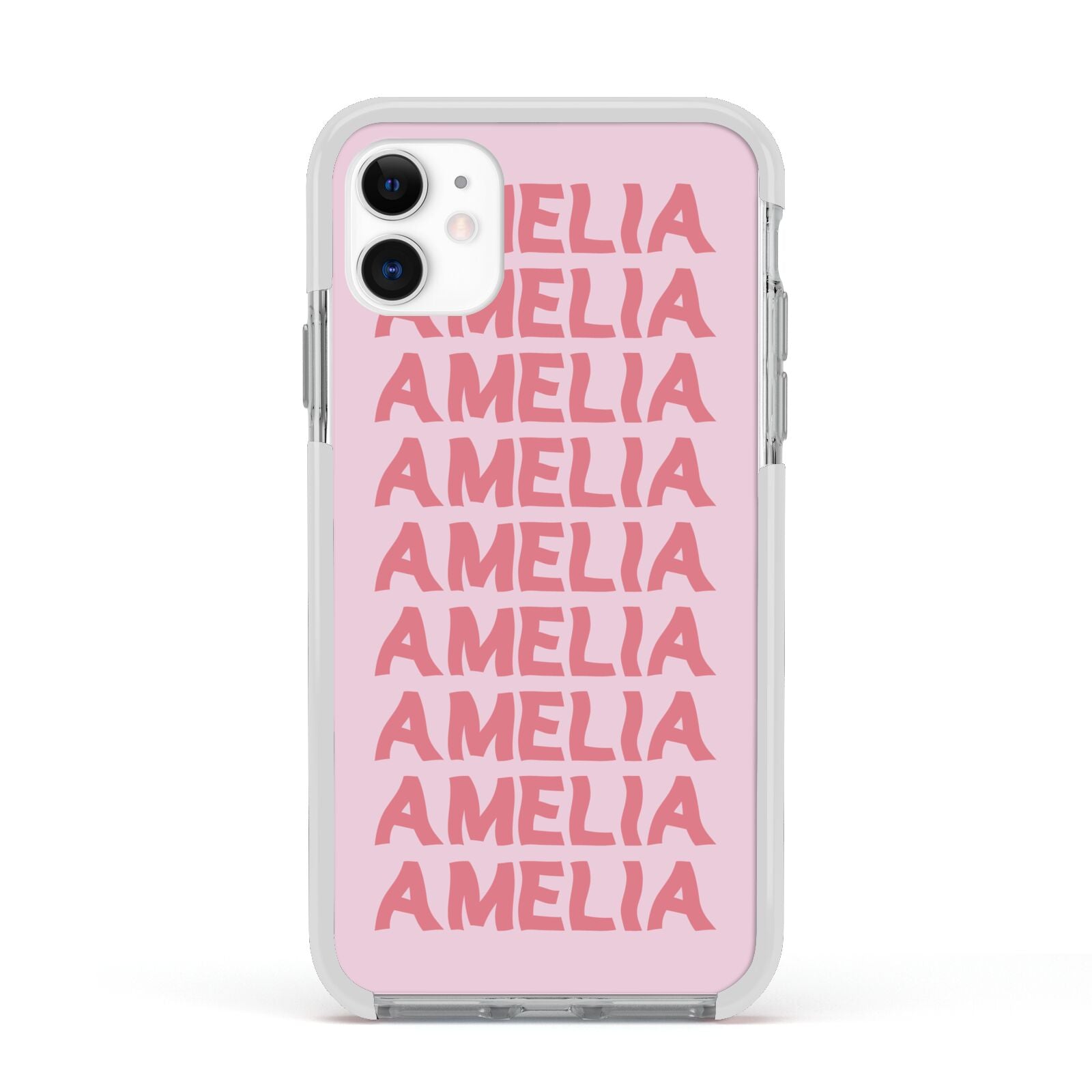 Custom Trippy Name Apple iPhone 11 in White with White Impact Case