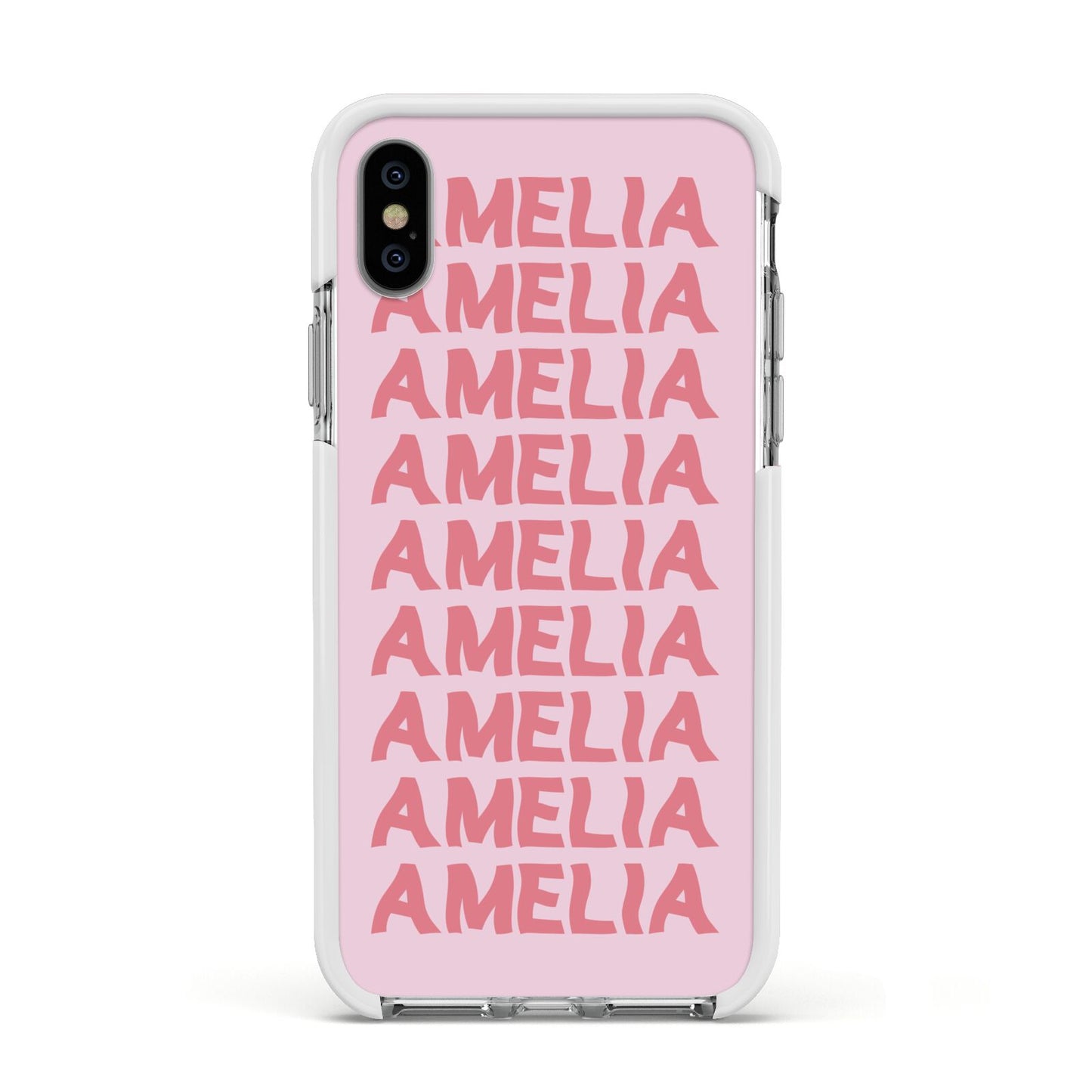 Custom Trippy Name Apple iPhone Xs Impact Case White Edge on Silver Phone