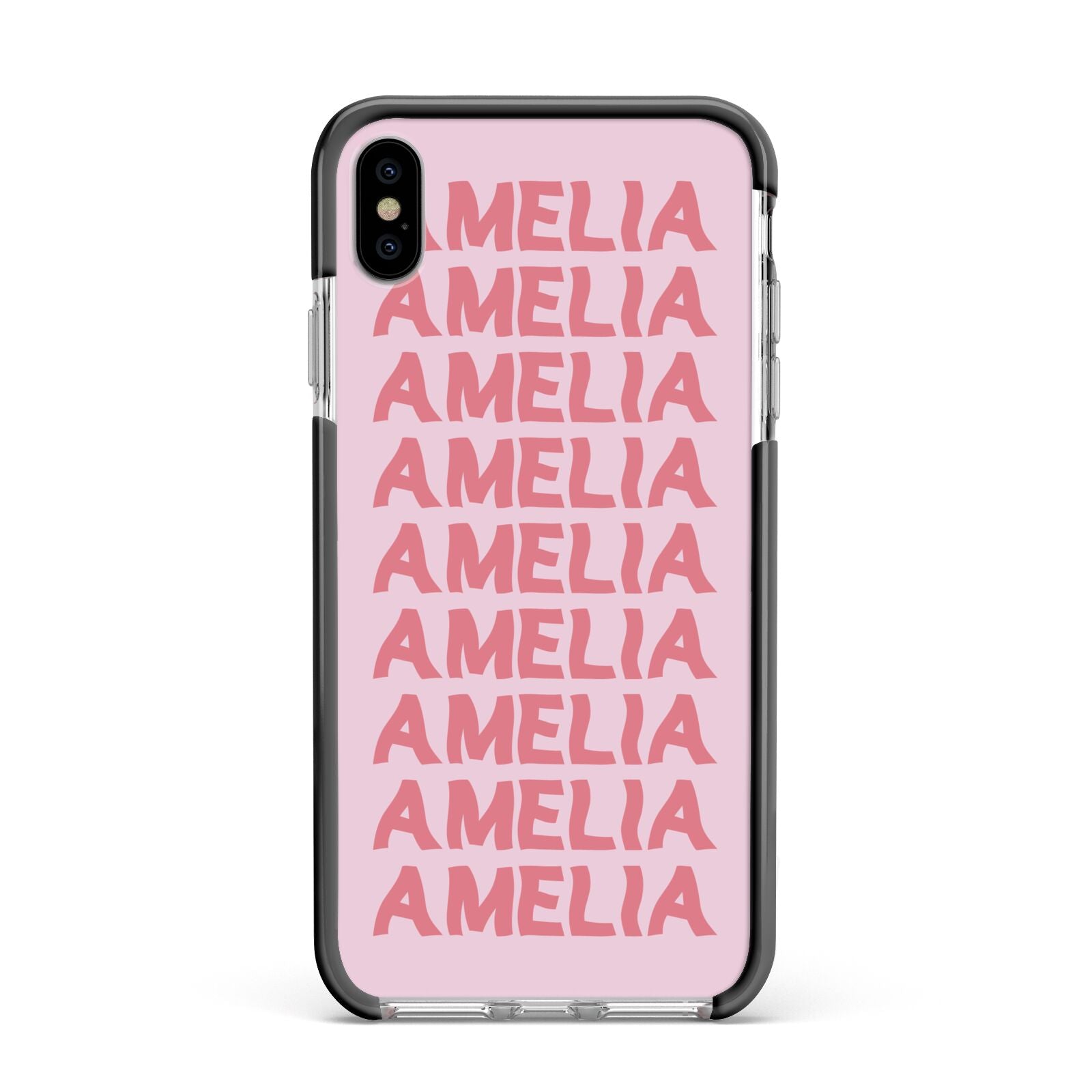 Custom Trippy Name Apple iPhone Xs Max Impact Case Black Edge on Silver Phone