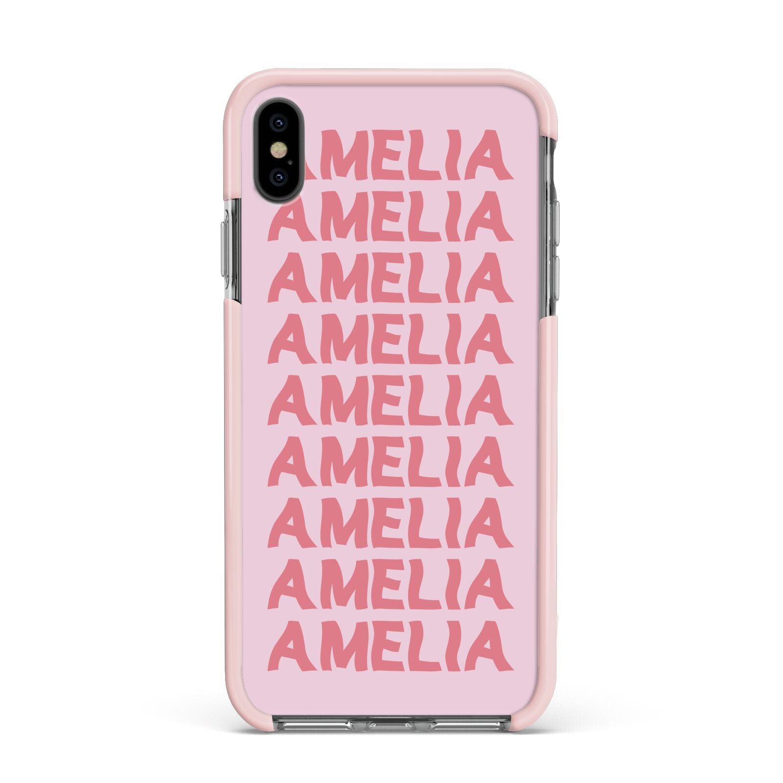 Custom Trippy Name Apple iPhone Xs Max Impact Case Pink Edge on Black Phone