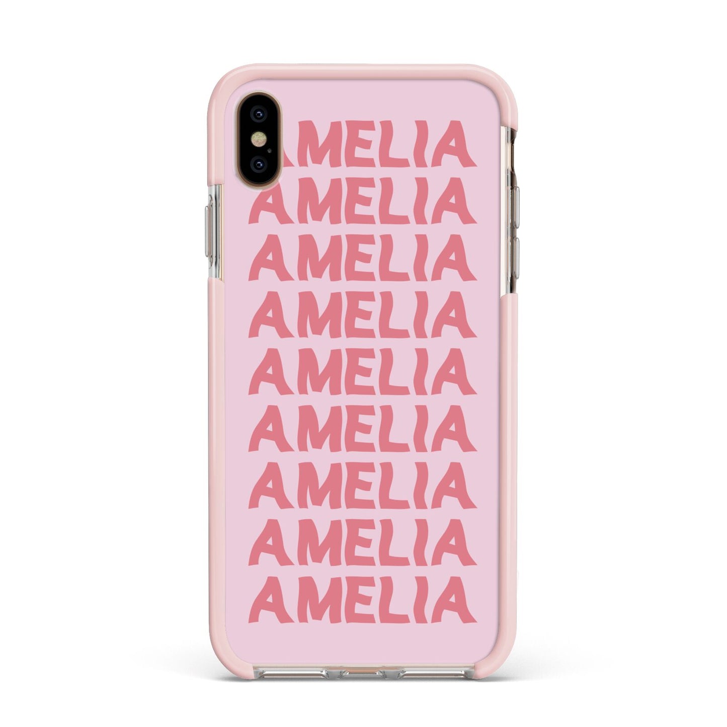 Custom Trippy Name Apple iPhone Xs Max Impact Case Pink Edge on Gold Phone