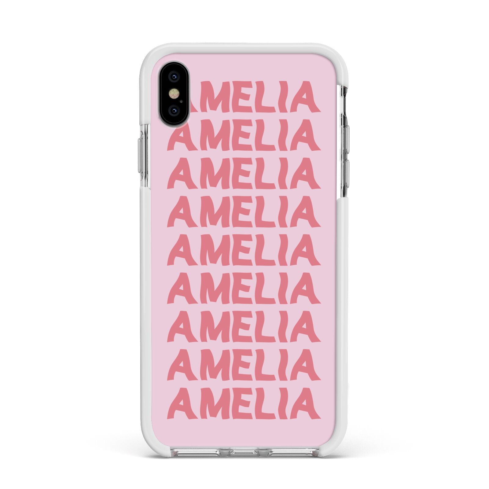 Custom Trippy Name Apple iPhone Xs Max Impact Case White Edge on Silver Phone