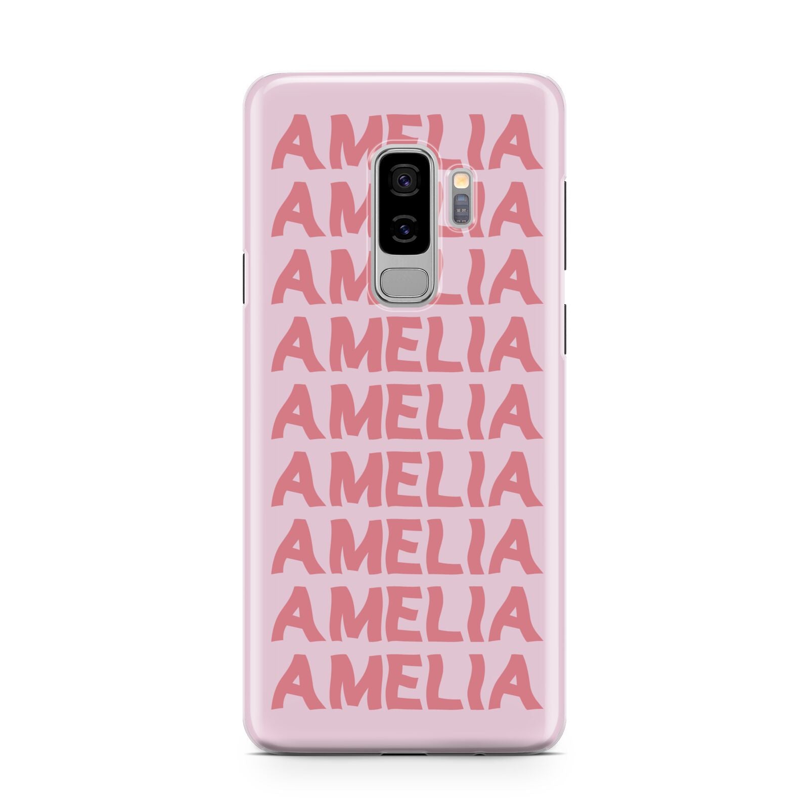 Custom Trippy Name Samsung Galaxy S9 Plus Case on Silver phone