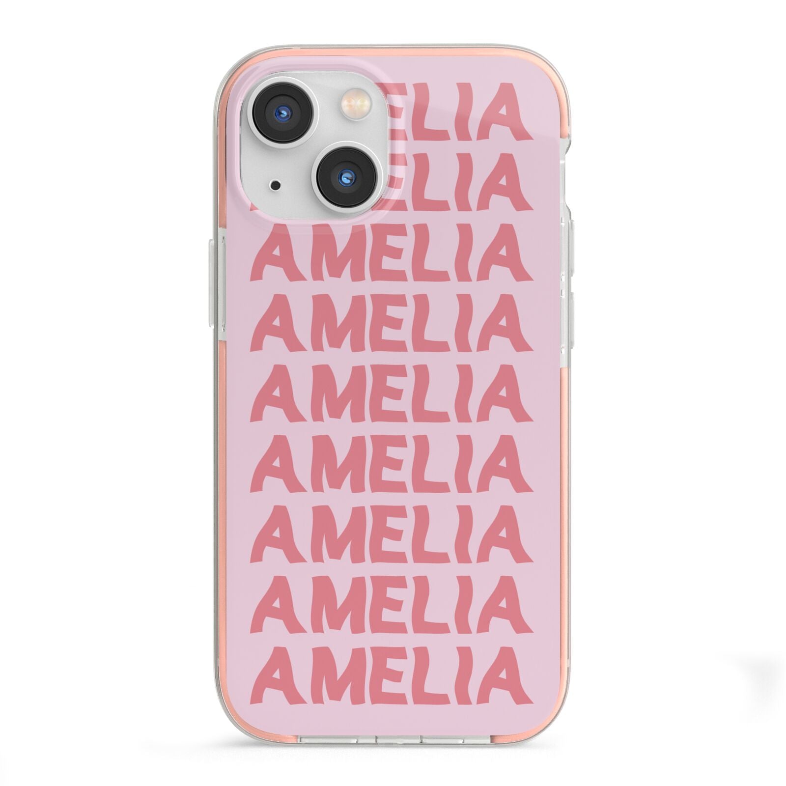 Custom Trippy Name iPhone 13 Mini TPU Impact Case with Pink Edges