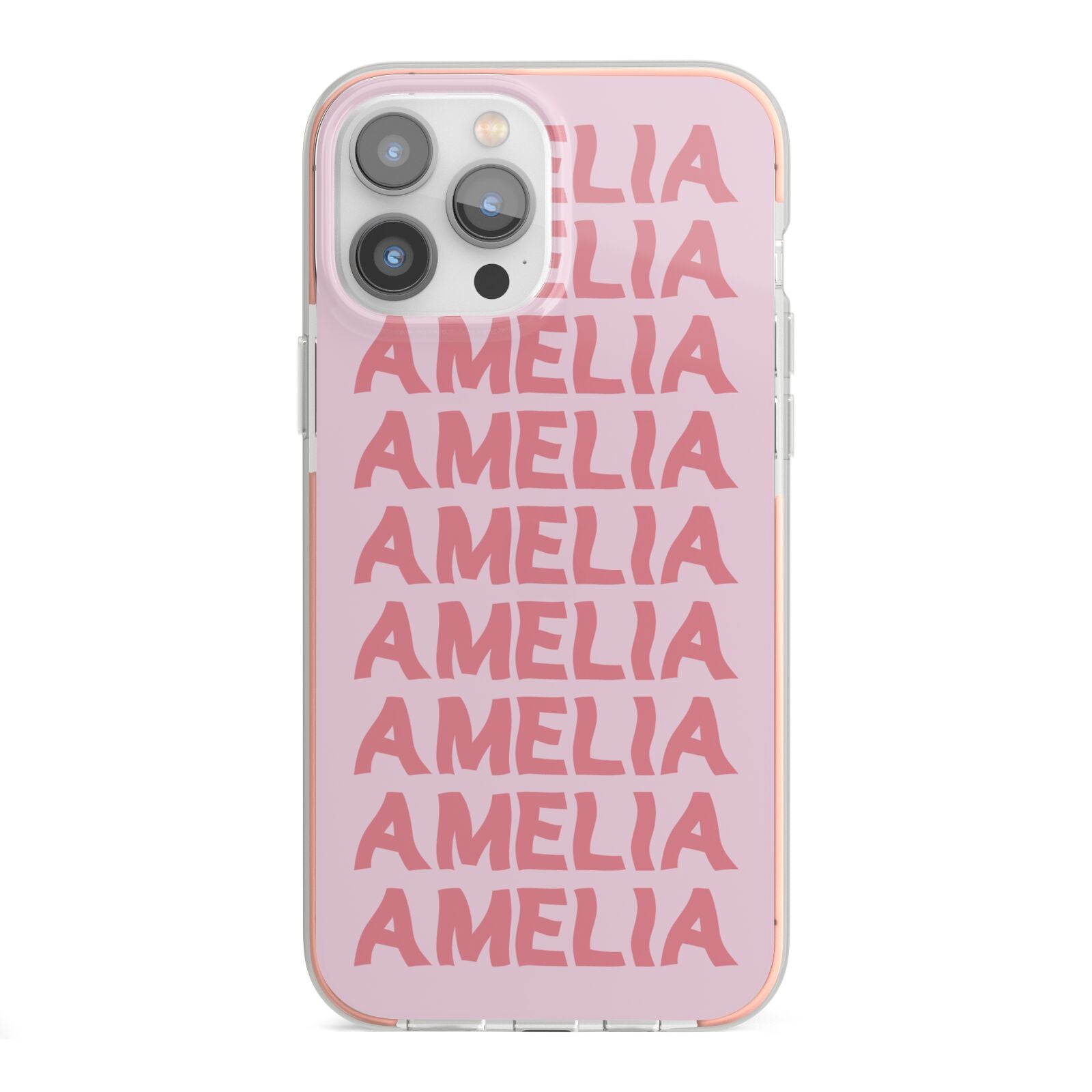 Custom Trippy Name iPhone 13 Pro Max TPU Impact Case with Pink Edges