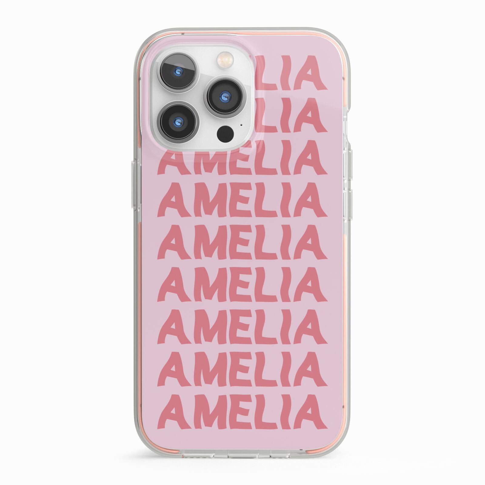 Custom Trippy Name iPhone 13 Pro TPU Impact Case with Pink Edges