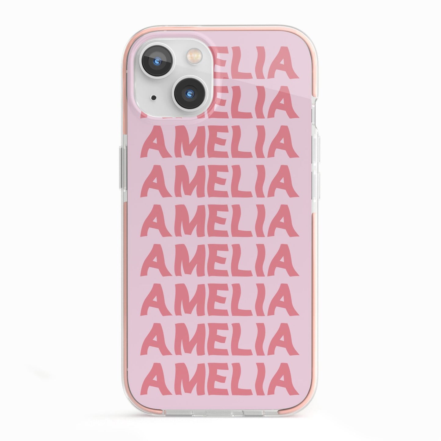 Custom Trippy Name iPhone 13 TPU Impact Case with Pink Edges