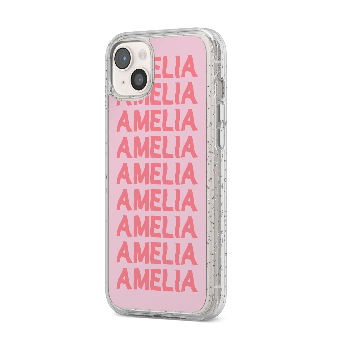 Custom Trippy Name iPhone 14 Plus Glitter Tough Case Starlight Angled Image