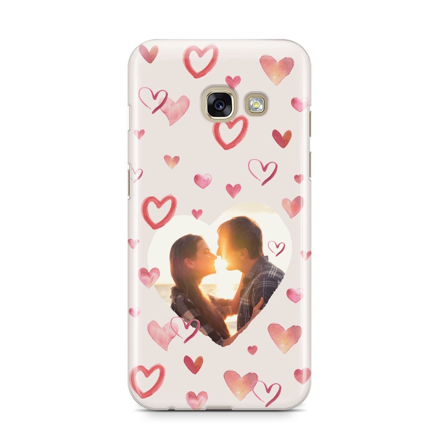 Custom Valentines Day Photo Samsung Galaxy A3 2017 Case on gold phone