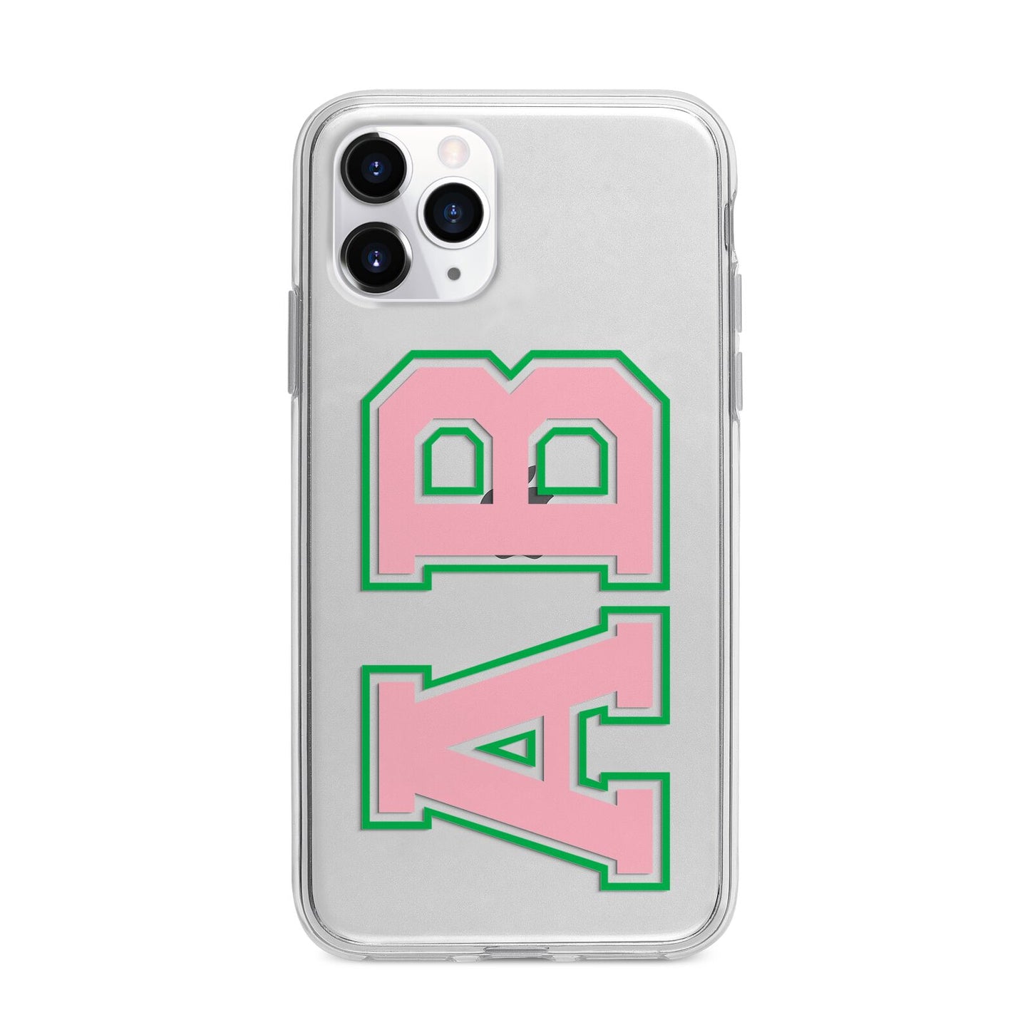 Custom Varsity Text Apple iPhone 11 Pro in Silver with Bumper Case