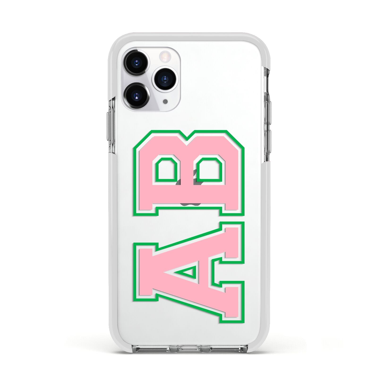 Custom Varsity Text Apple iPhone 11 Pro in Silver with White Impact Case