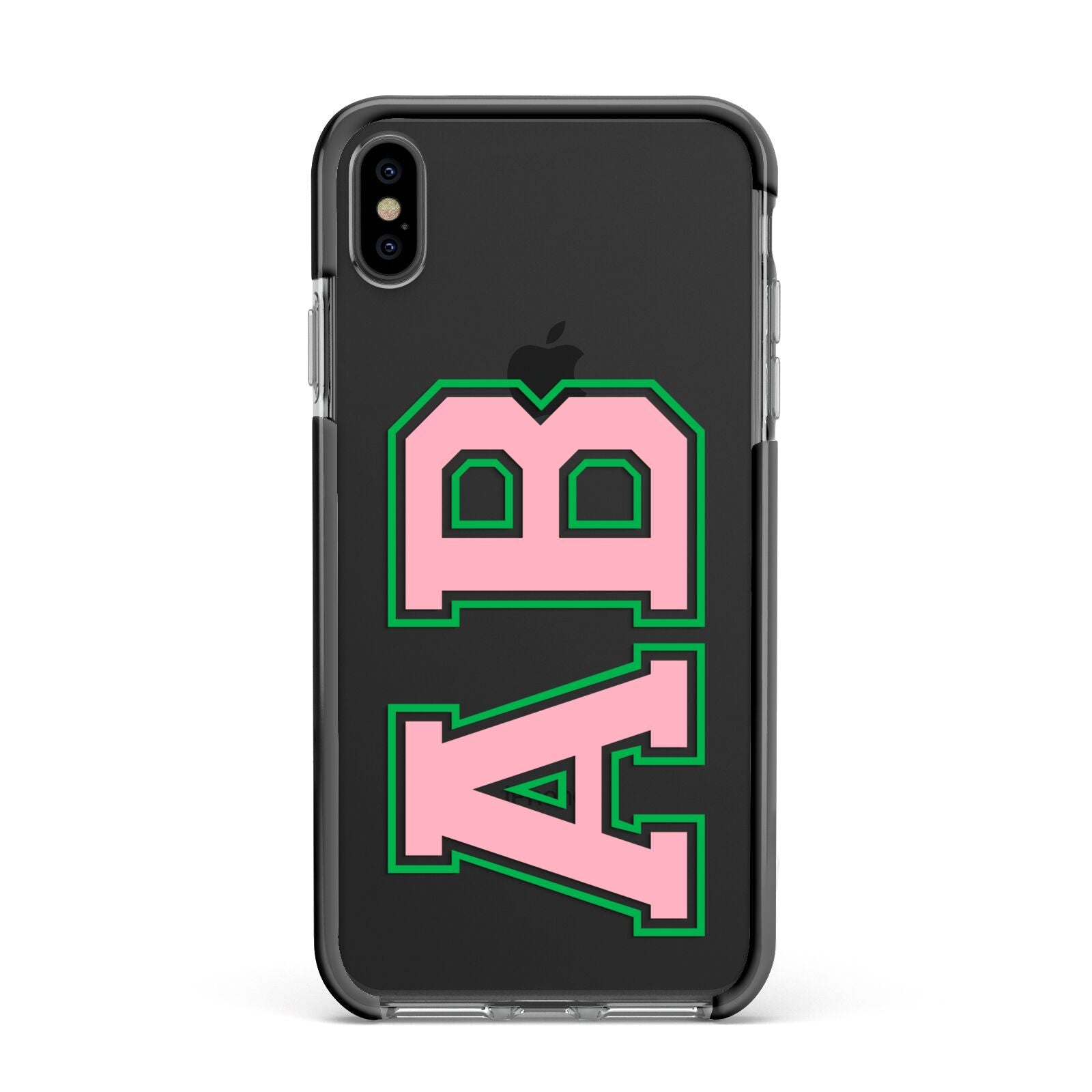 Custom Varsity Text Apple iPhone Xs Max Impact Case Black Edge on Black Phone