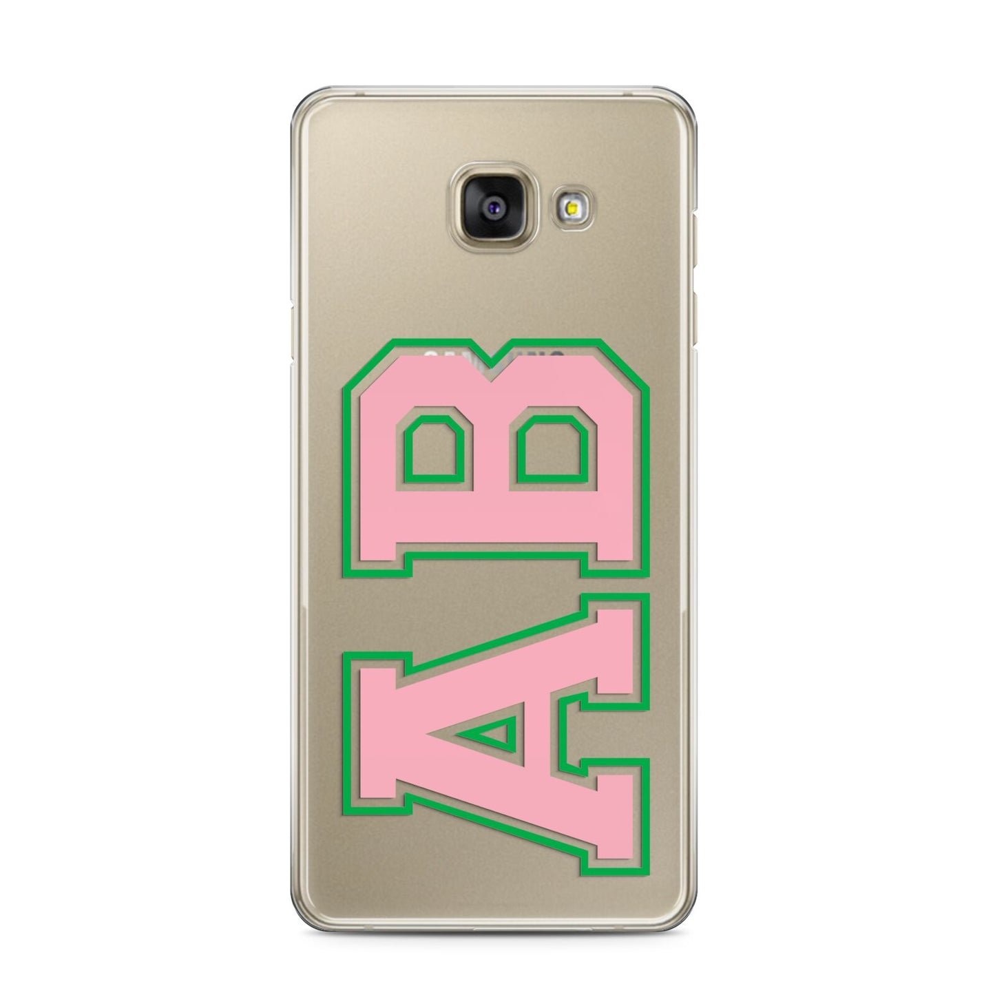 Custom Varsity Text Samsung Galaxy A3 2016 Case on gold phone