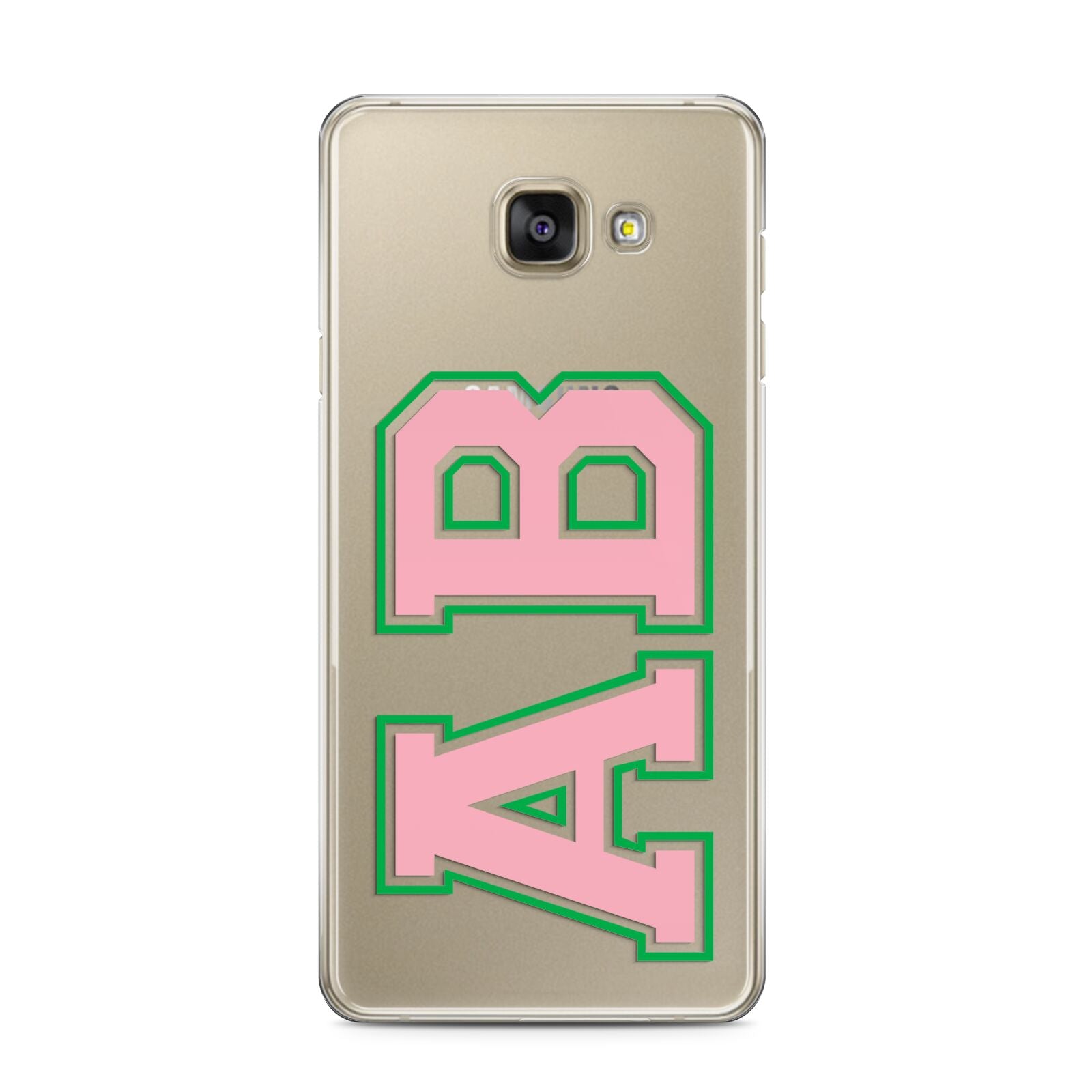 Custom Varsity Text Samsung Galaxy A3 2016 Case on gold phone