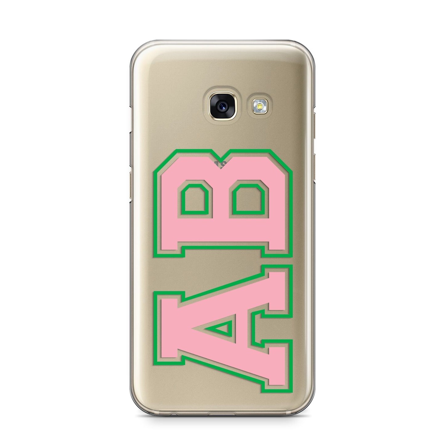 Custom Varsity Text Samsung Galaxy A3 2017 Case on gold phone