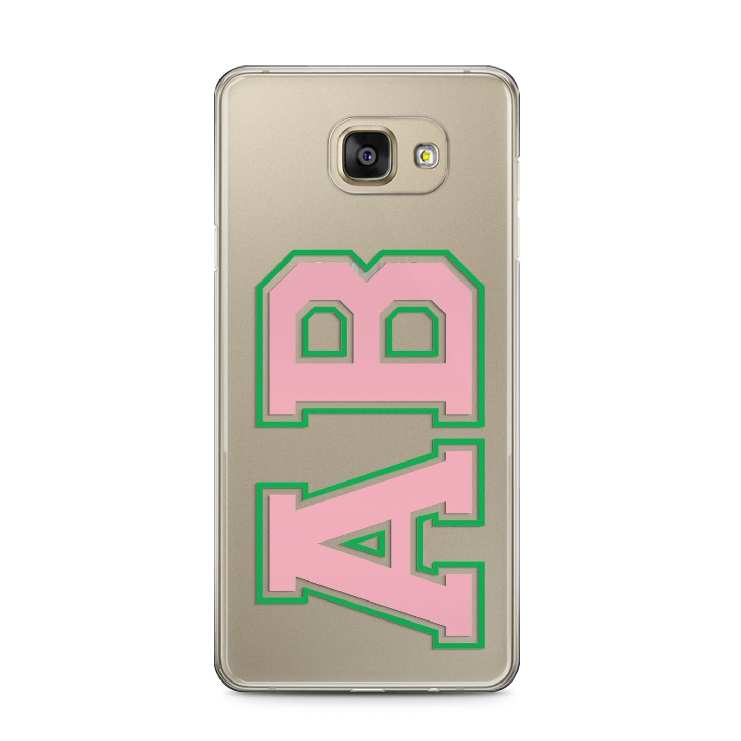 Custom Varsity Text Samsung Galaxy A5 2016 Case on gold phone