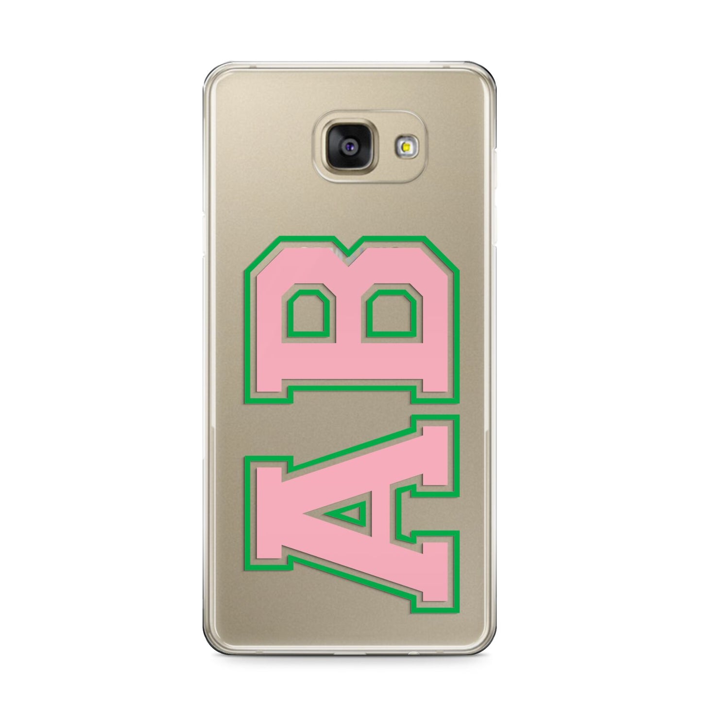 Custom Varsity Text Samsung Galaxy A9 2016 Case on gold phone