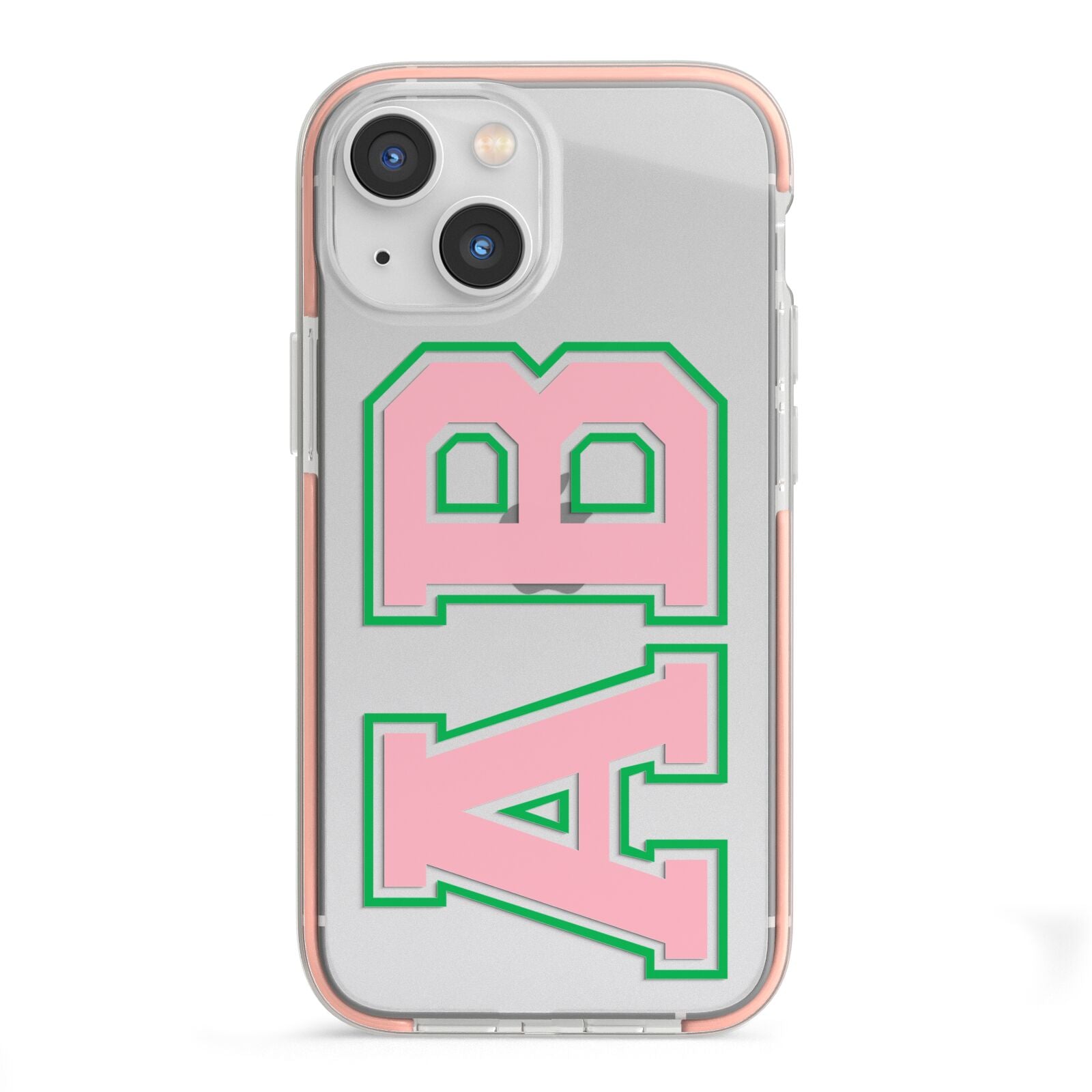 Custom Varsity Text iPhone 13 Mini TPU Impact Case with Pink Edges