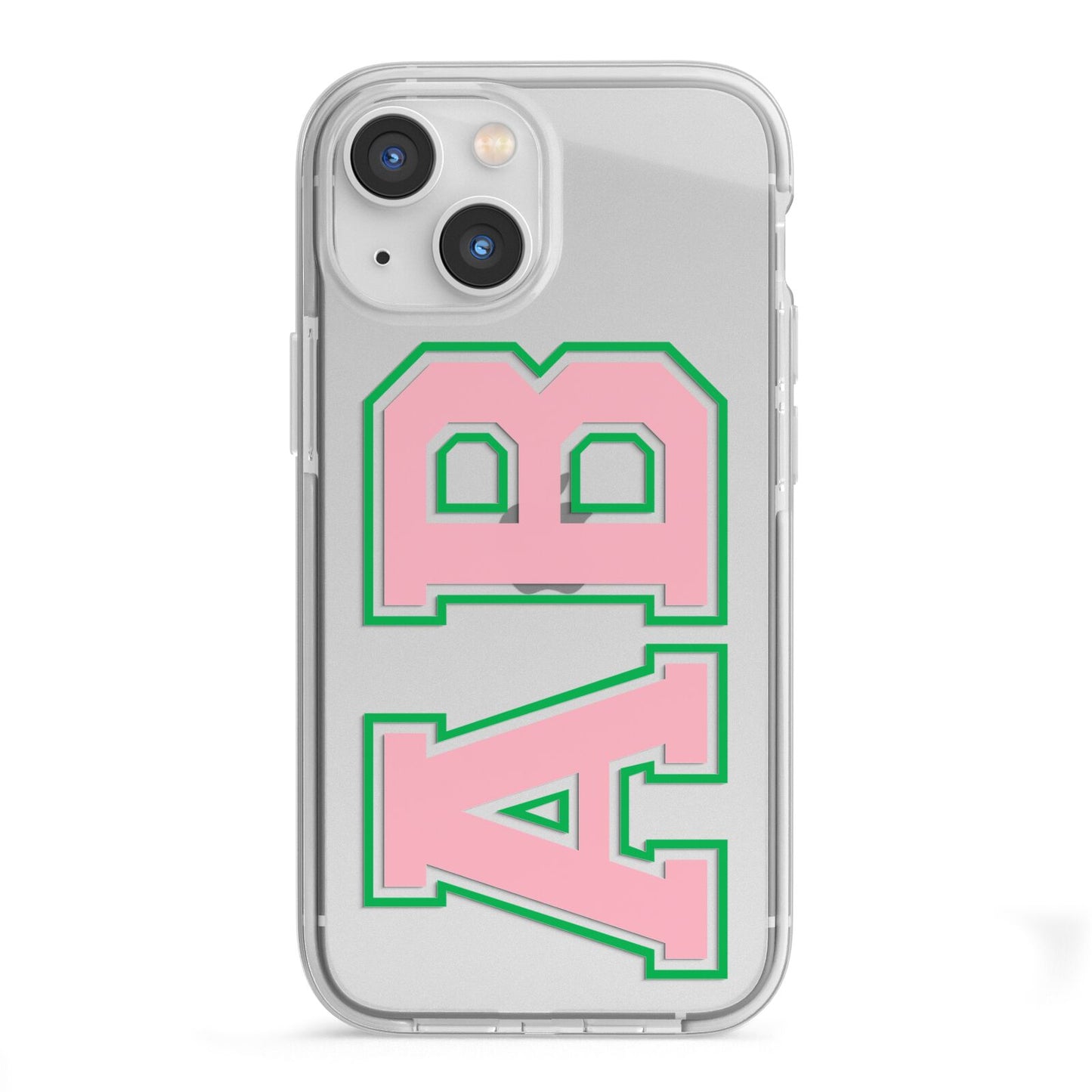 Custom Varsity Text iPhone 13 Mini TPU Impact Case with White Edges