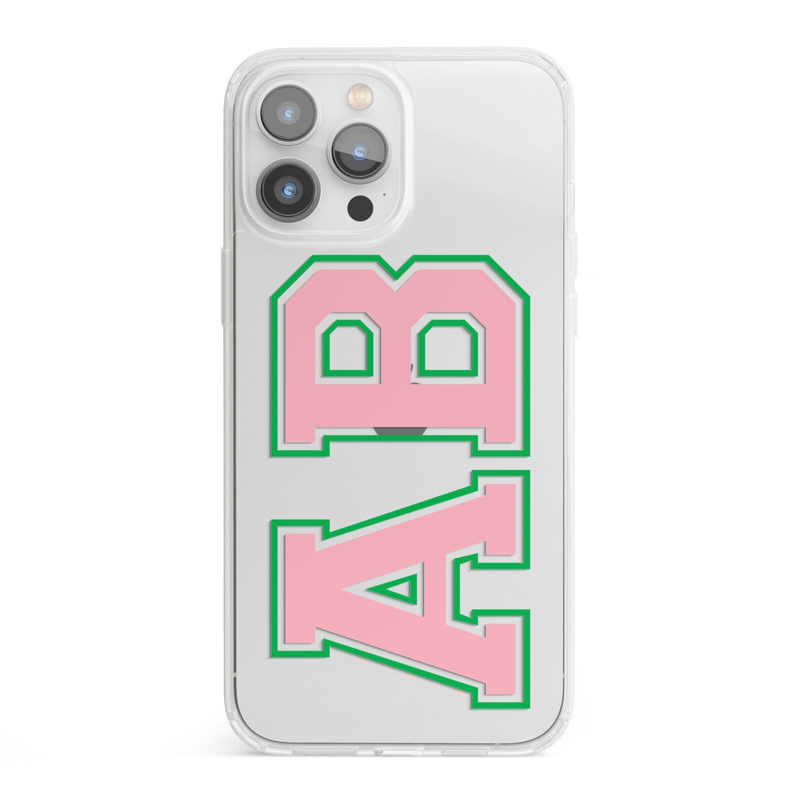 Custom Varsity Text iPhone 13 Pro Max Clear Bumper Case