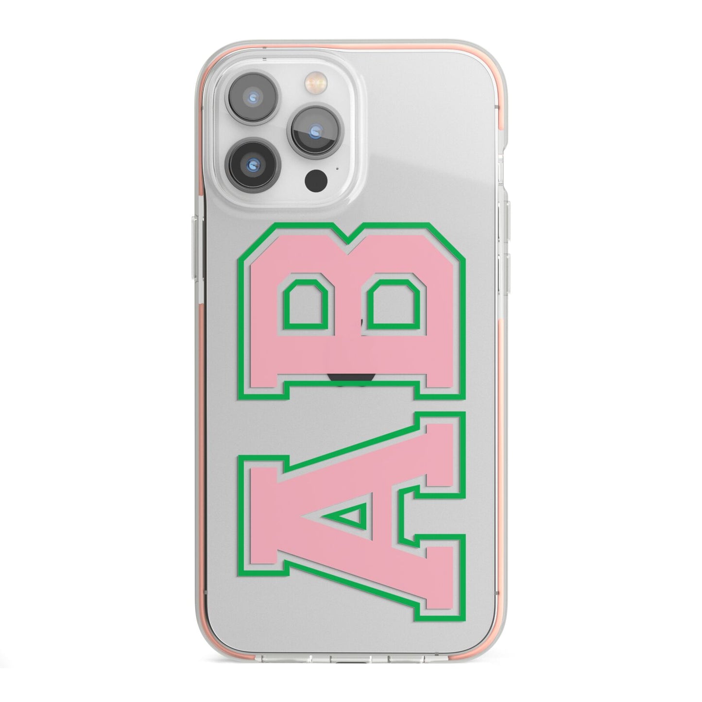 Custom Varsity Text iPhone 13 Pro Max TPU Impact Case with Pink Edges