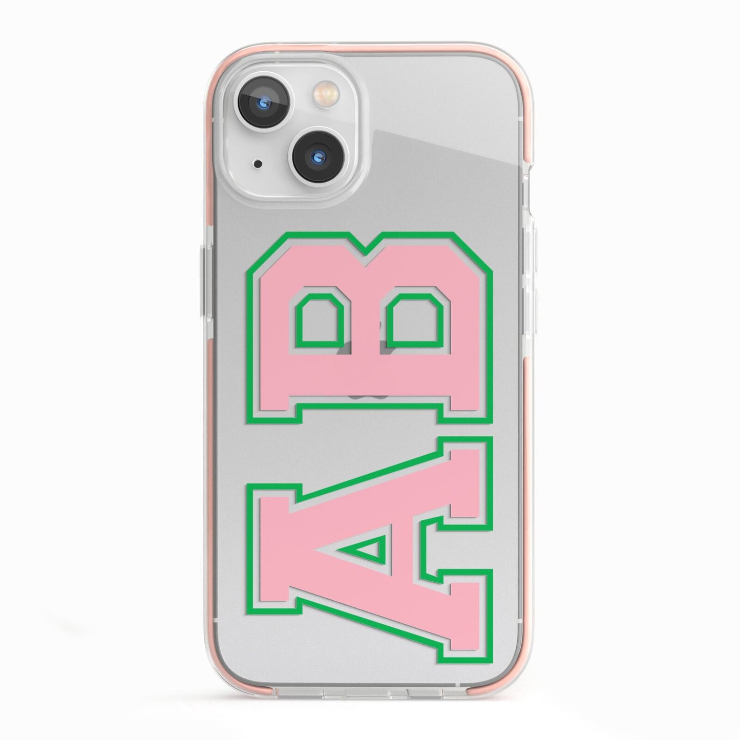 Custom Varsity Text iPhone 13 TPU Impact Case with Pink Edges