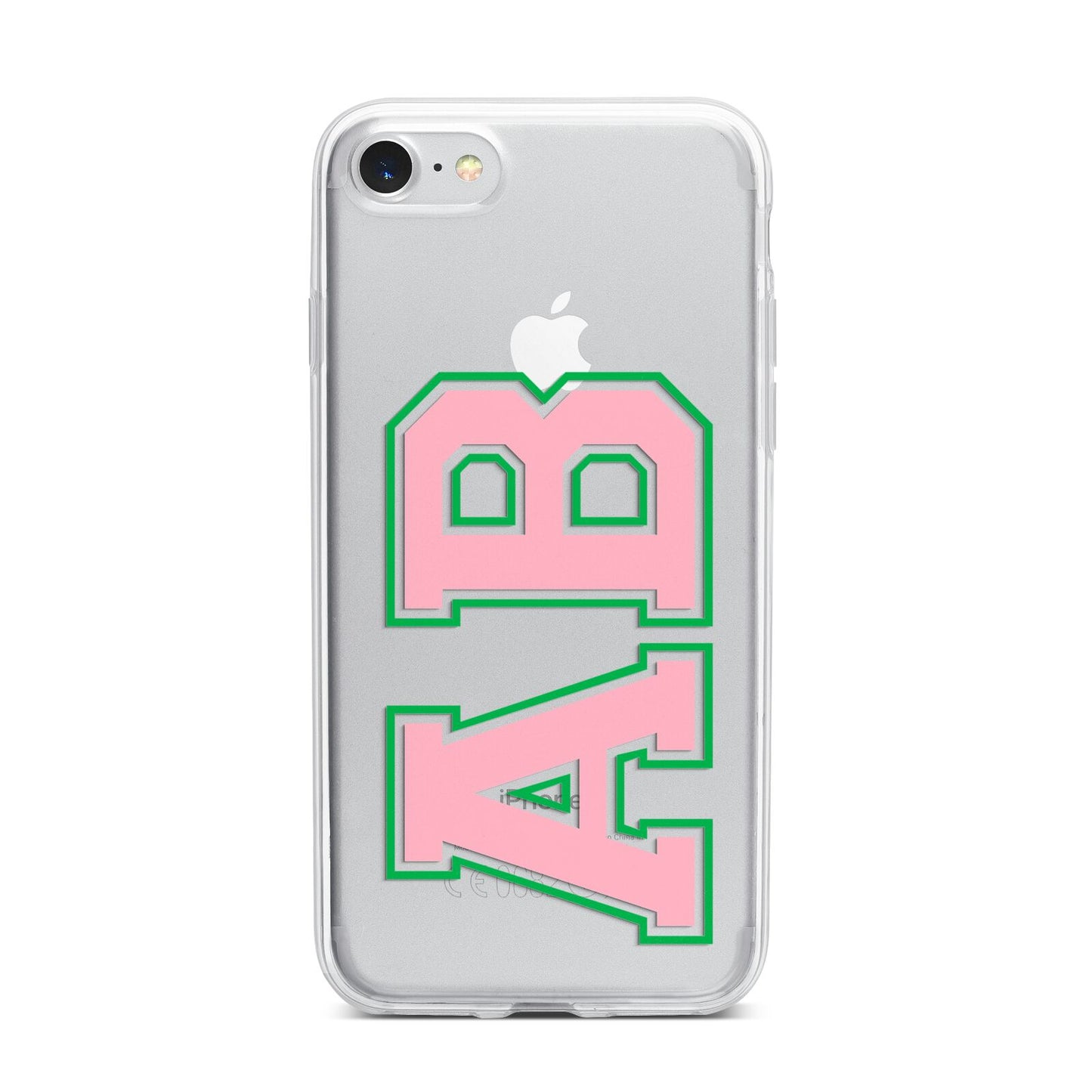 Custom Varsity Text iPhone 7 Bumper Case on Silver iPhone