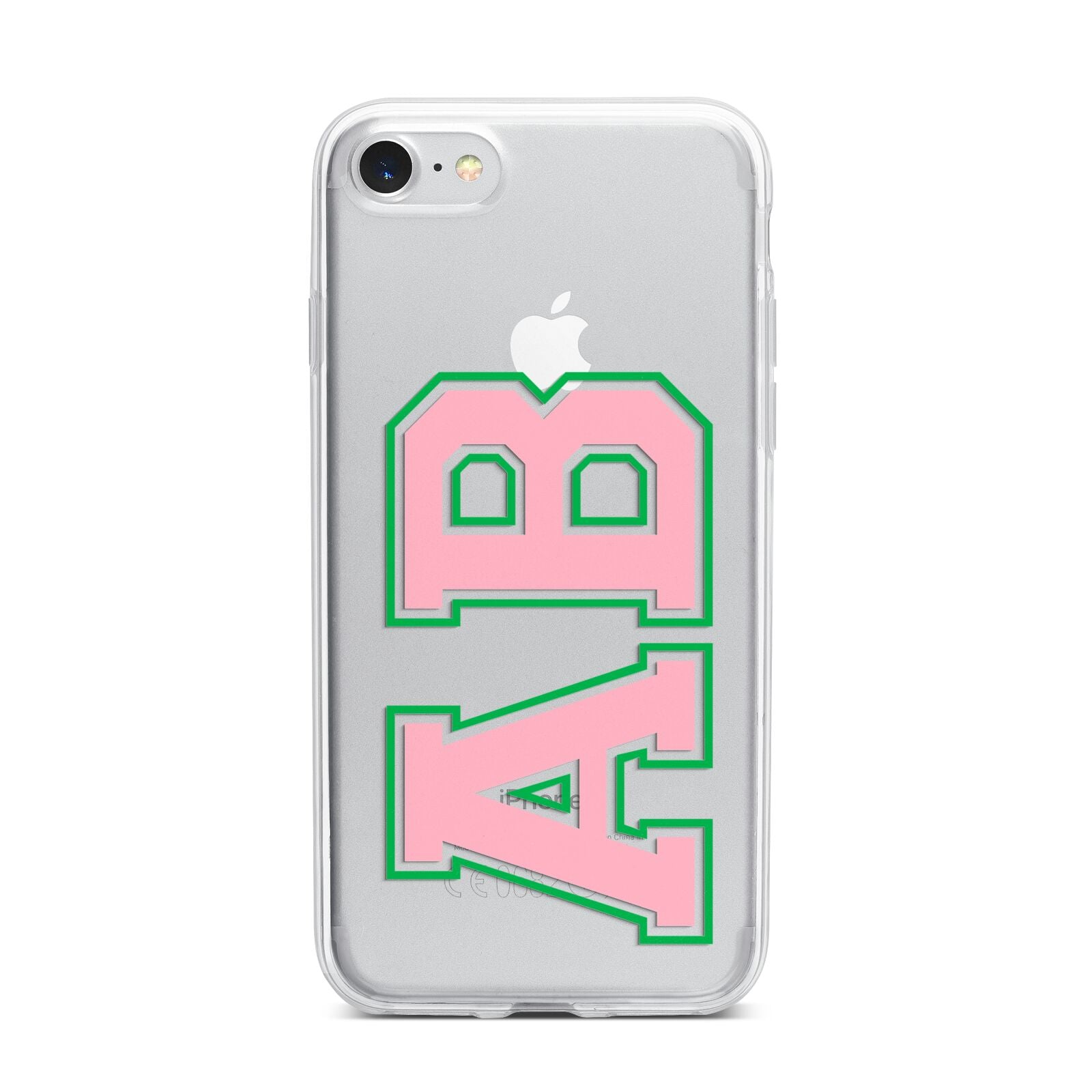 Custom Varsity Text iPhone 7 Bumper Case on Silver iPhone