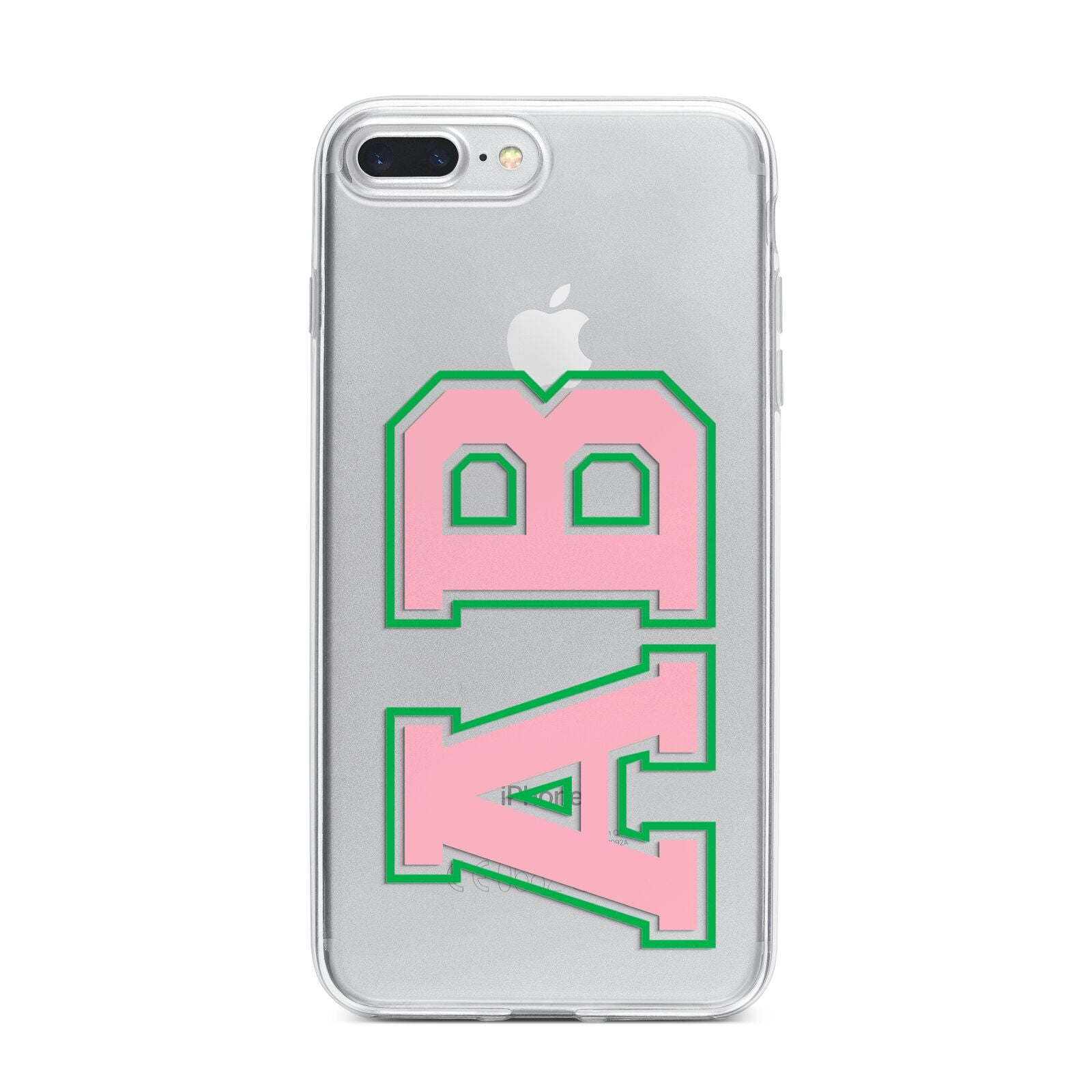 Custom Varsity Text iPhone 7 Plus Bumper Case on Silver iPhone