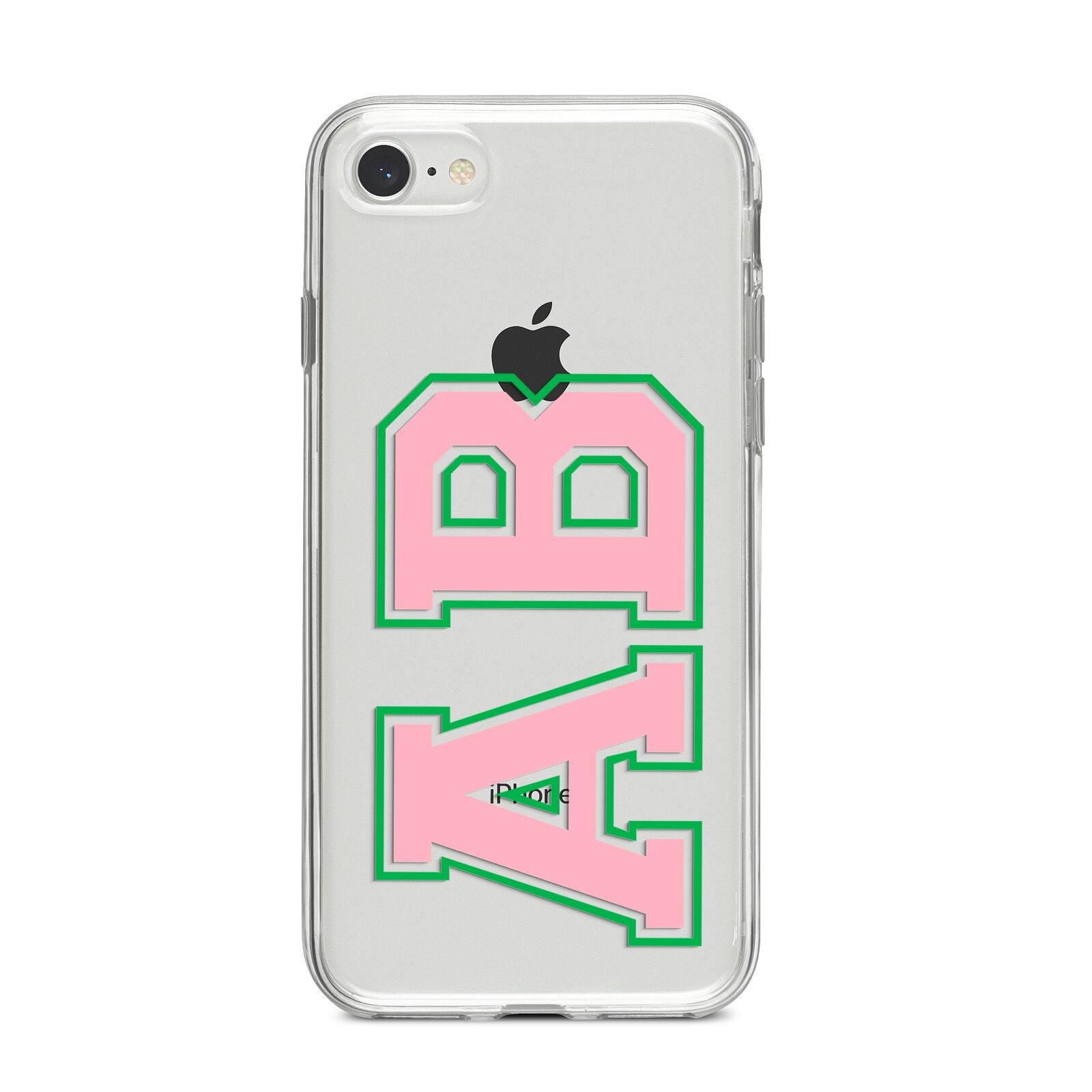 Custom Varsity Text iPhone 8 Bumper Case on Silver iPhone