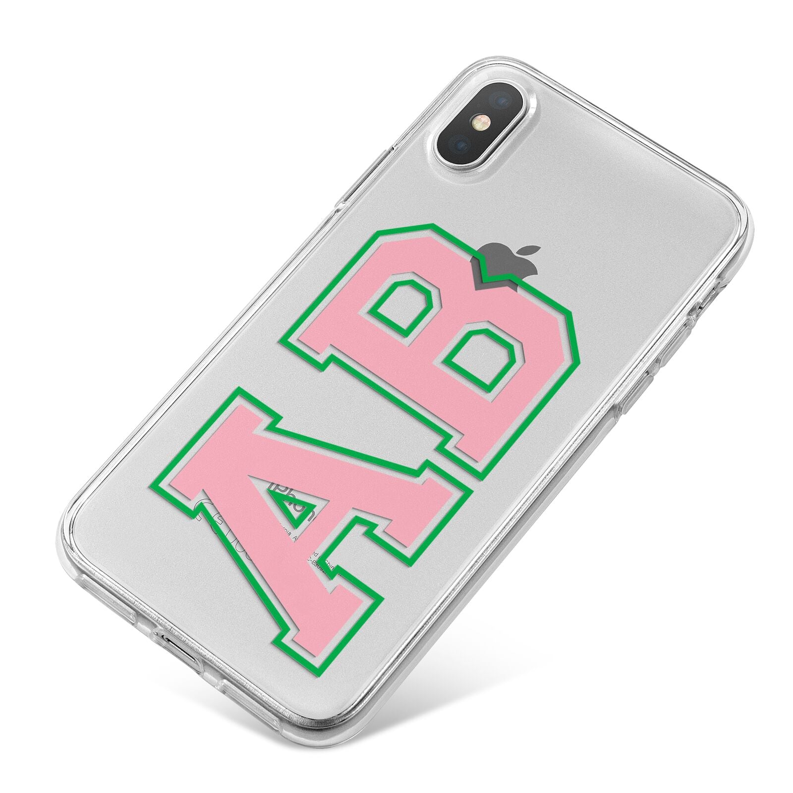 Custom Varsity Text iPhone X Bumper Case on Silver iPhone