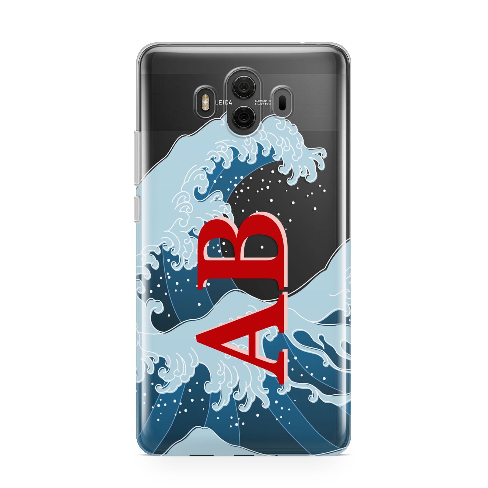 Custom Wave Initials Huawei Mate 10 Protective Phone Case