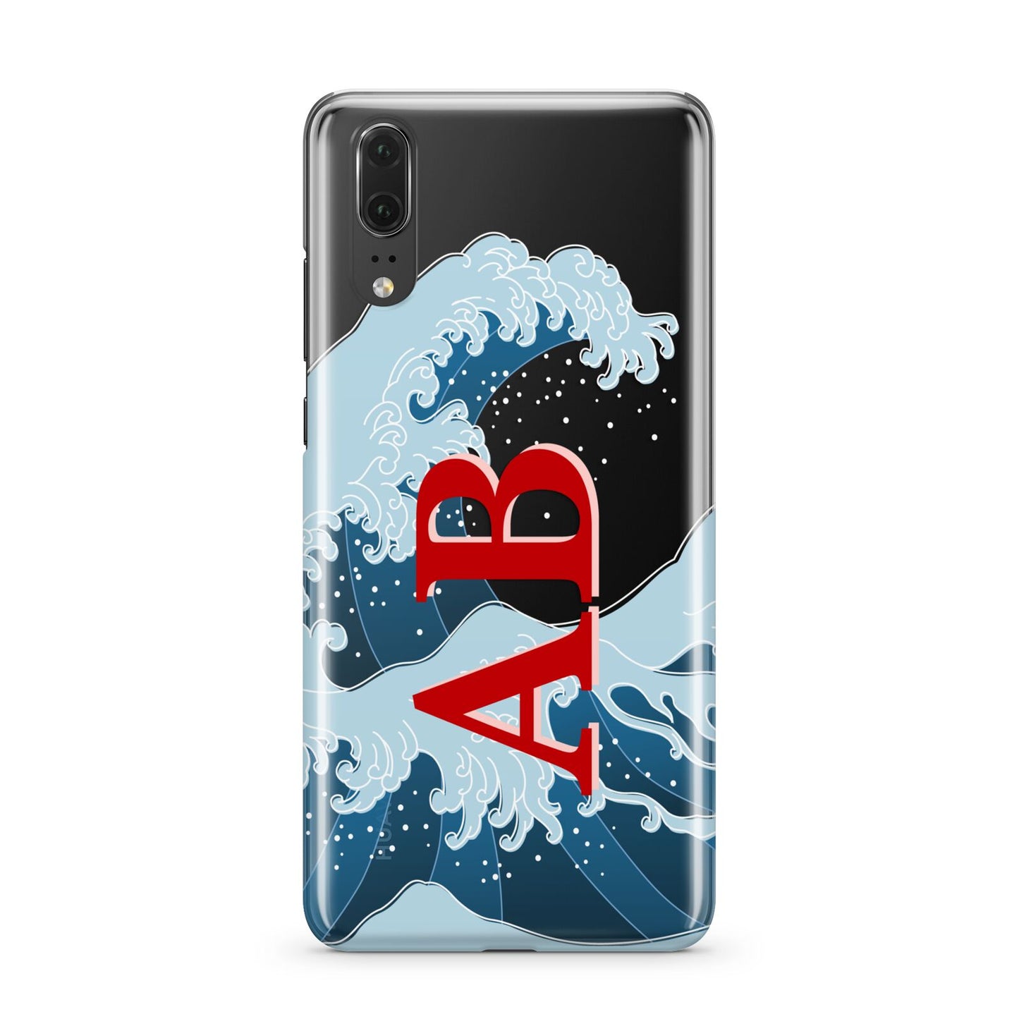 Custom Wave Initials Huawei P20 Phone Case