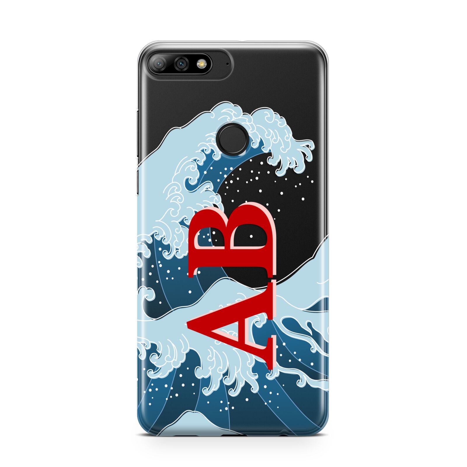 Custom Wave Initials Huawei Y7 2018