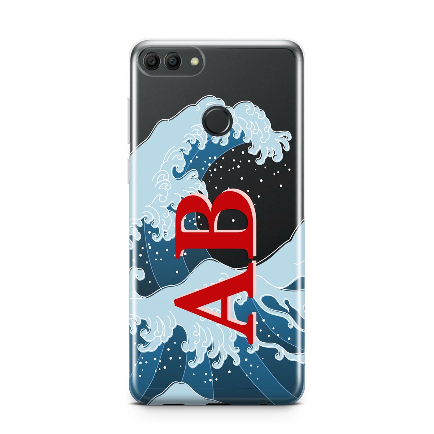 Custom Wave Initials Huawei Y9 2018